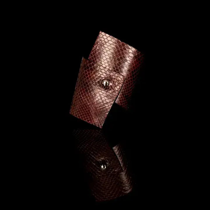 Rose Python Cuff Metallic Italian Leather Women’s Bracelet