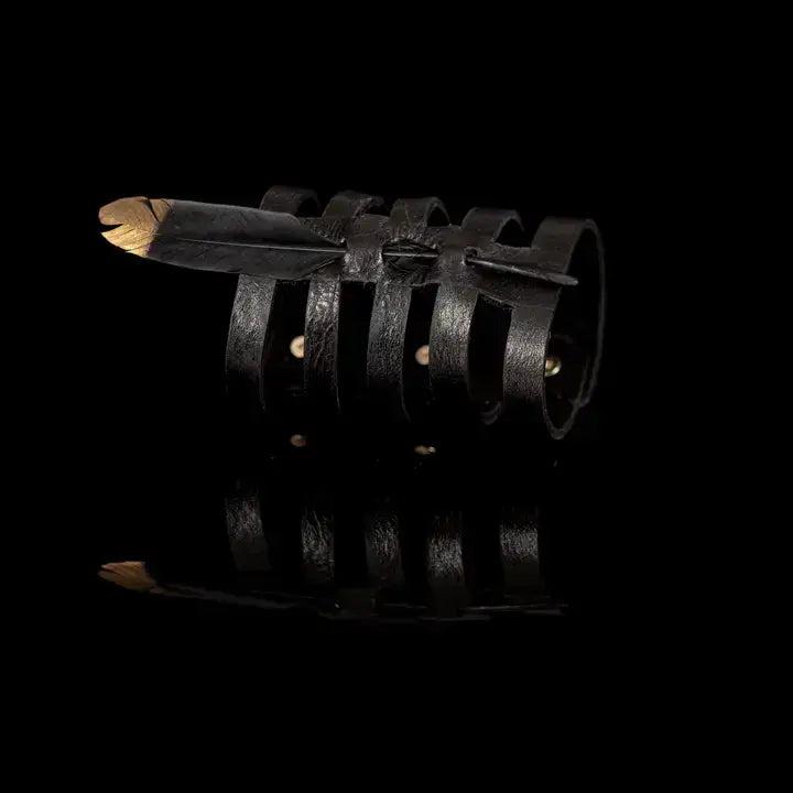 Caged Leather Feather Cuff
