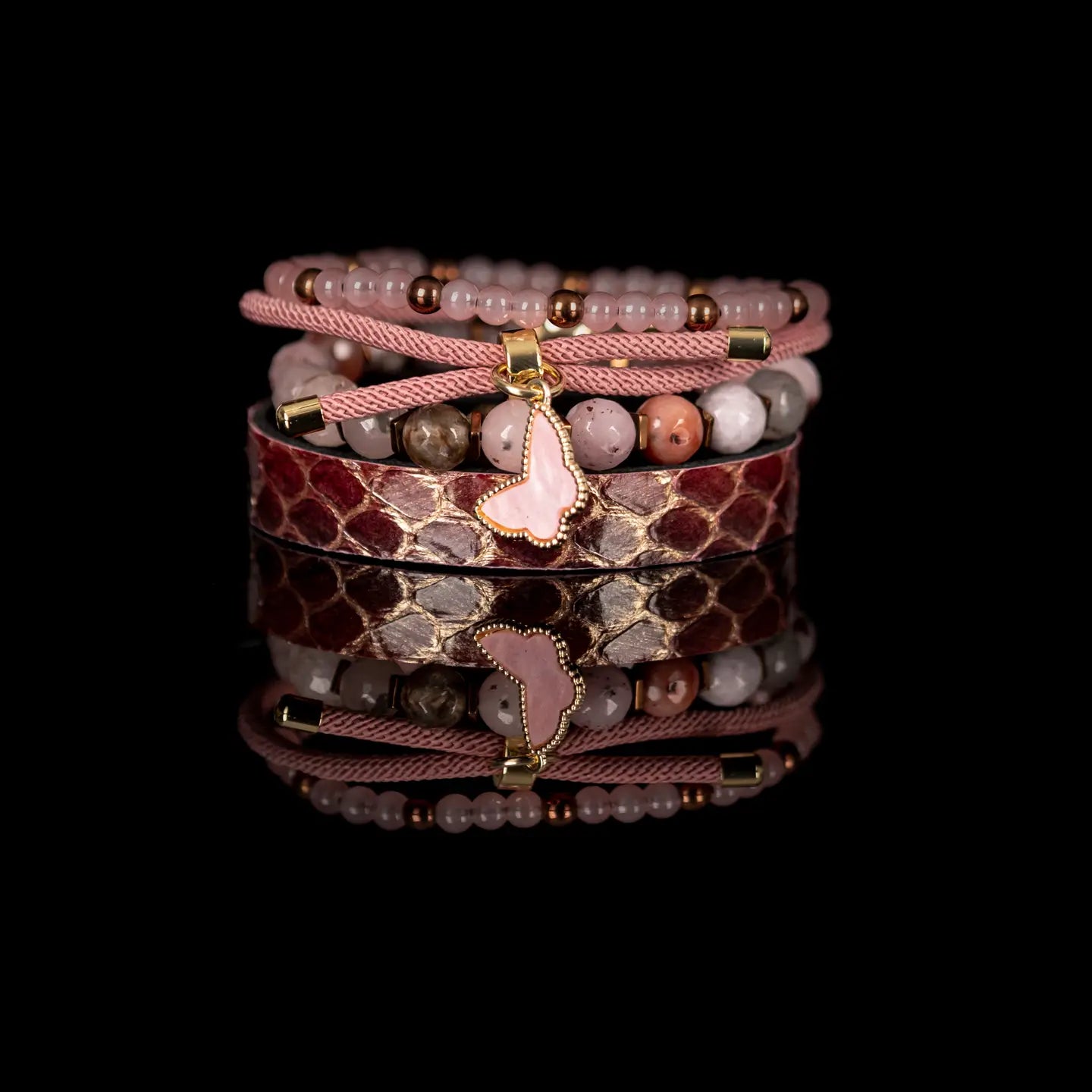 Blush Python Multi-Layer Bracelet Stack Rose & Gold