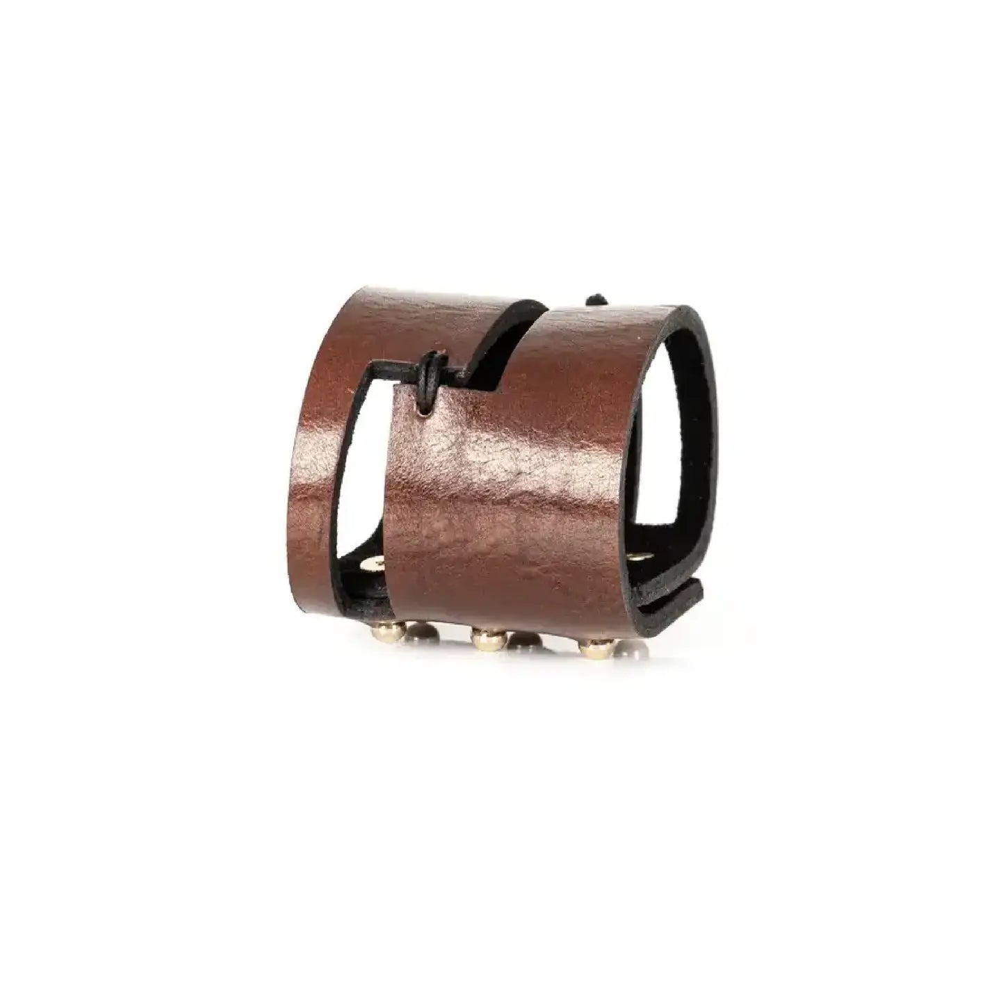 The Oath Brown Leather Cuff with Cut-Out Detailing