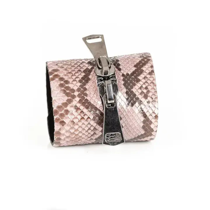 The Blush Zip Pink Python Leather Cuff