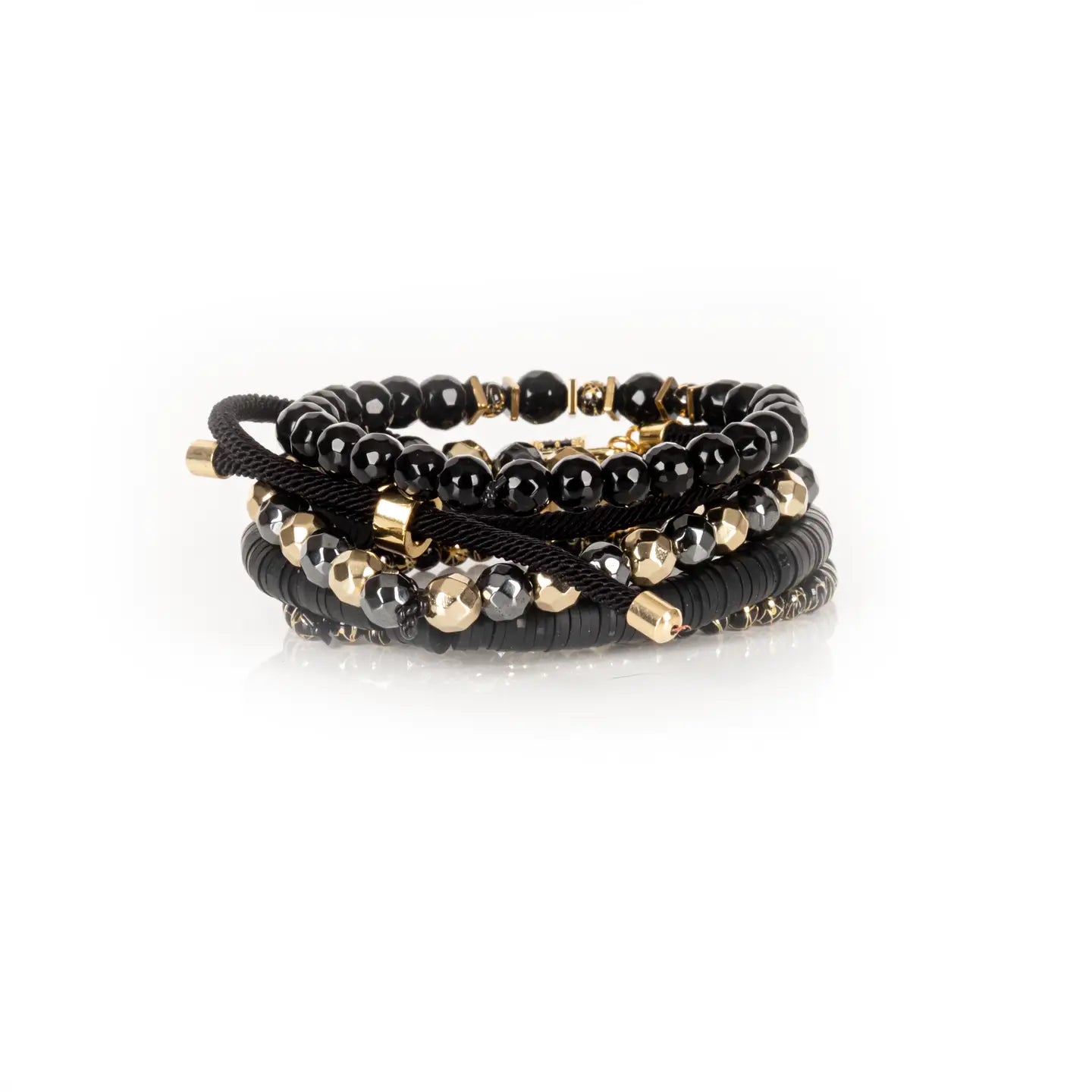 Black Crown Pearl Stack Bracelet