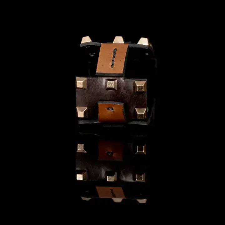 Dominion Cuff Dual-Tone Leather Bracelet with Gold Stud