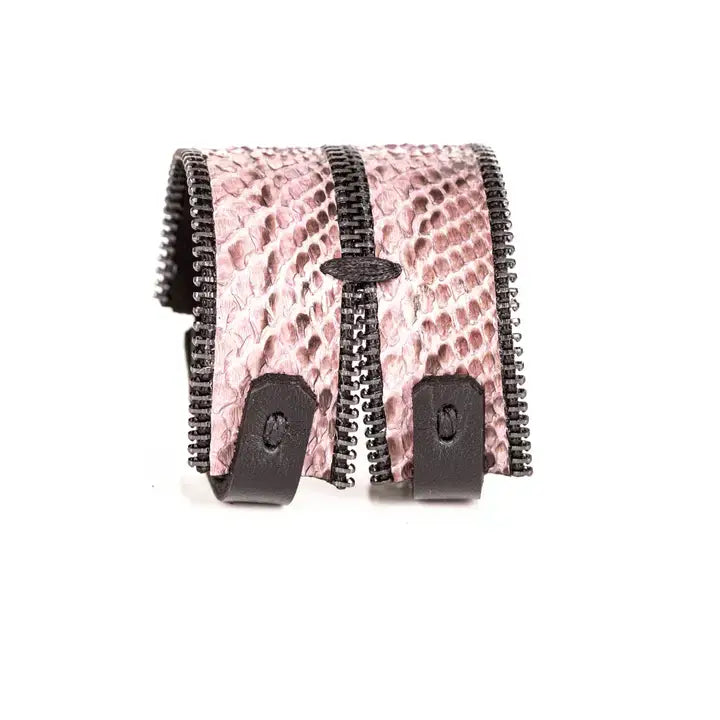The Blush Venom II Dual Zip Python Leather Cuff