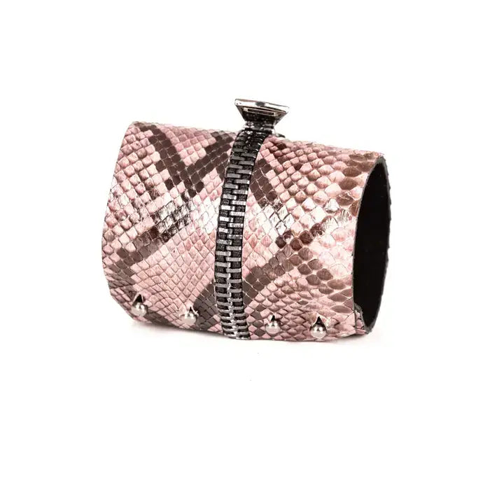 The Blush Zip Pink Python Leather Cuff