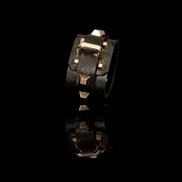 Reign Cuff Black Italian Leather Bracelet