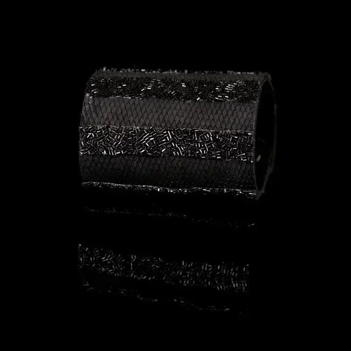 The Serene Valor Black Python Leather Cuff with Beaded