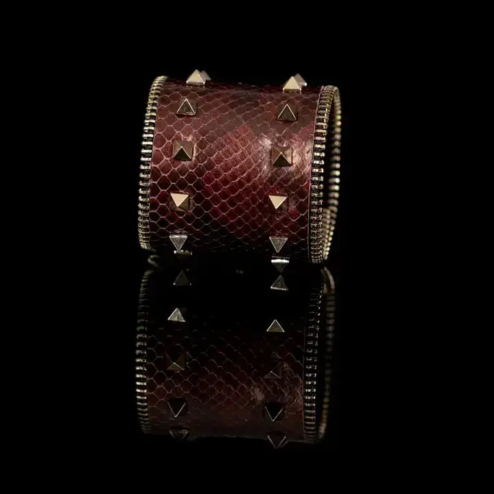 Venom Stud Cuff Metallic Python Leather Women’s Bracelet
