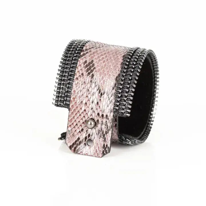 The Blush Python Double Edge Zip Cuff