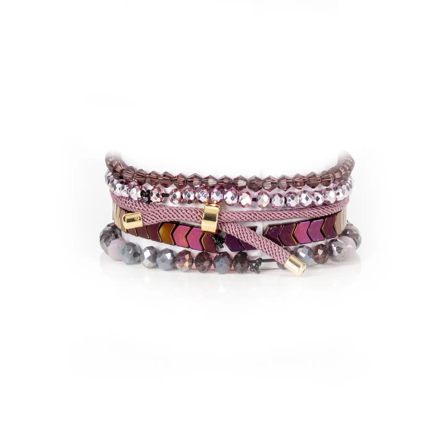 Blush Plum Evil Eye Stack Bracelet Set Crystal & Stone Mix