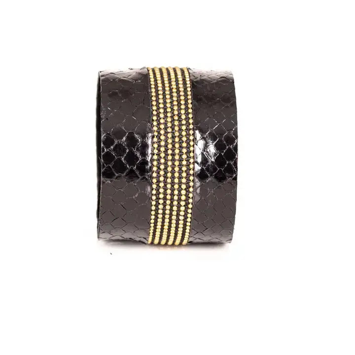 The Golden Venom Black Python Leather Cuff