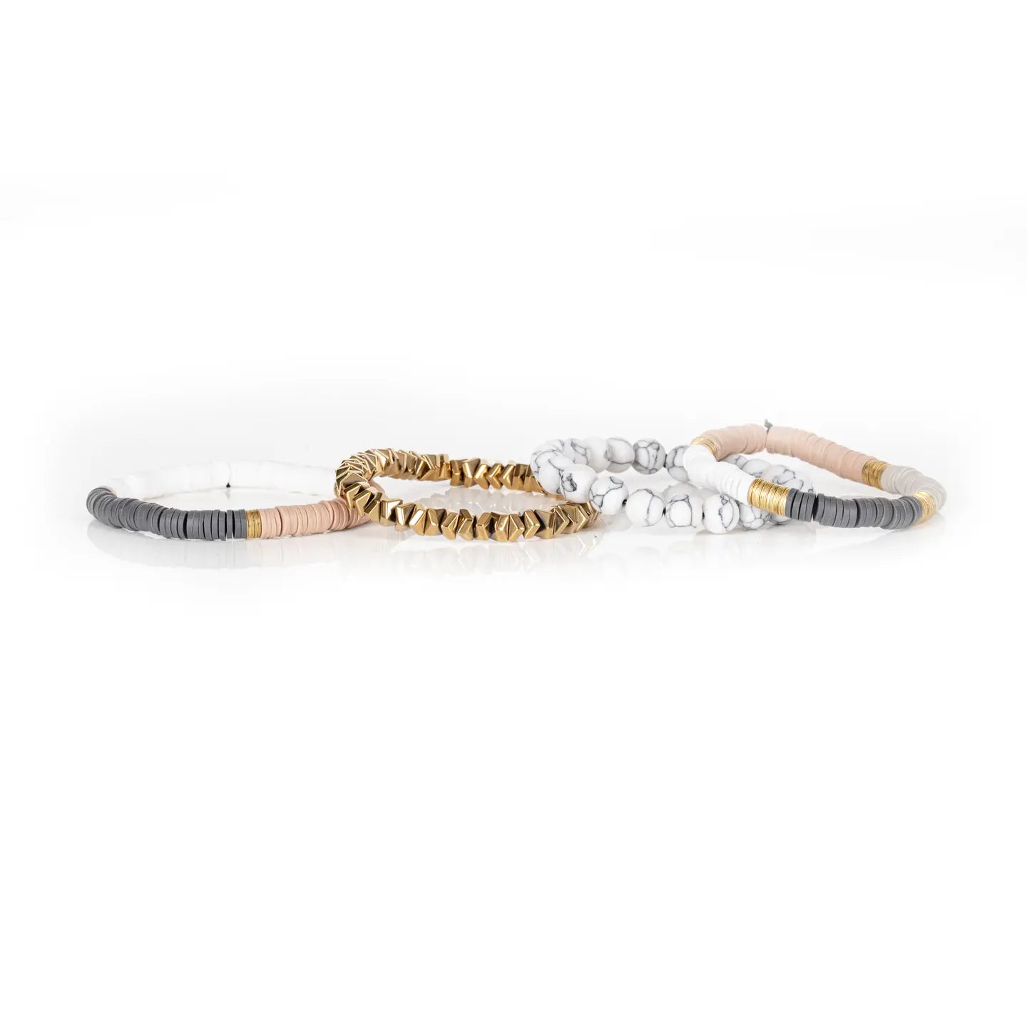 Marble Edge Gold Geometric Stack Bracelet