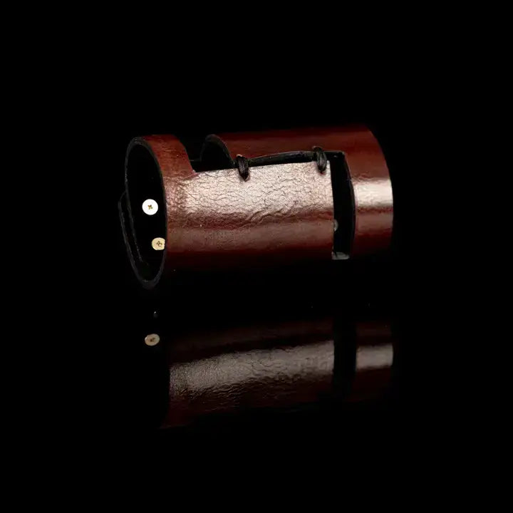 The Rusted Oath Brown Leather Cuff with Cut-Out Detailing