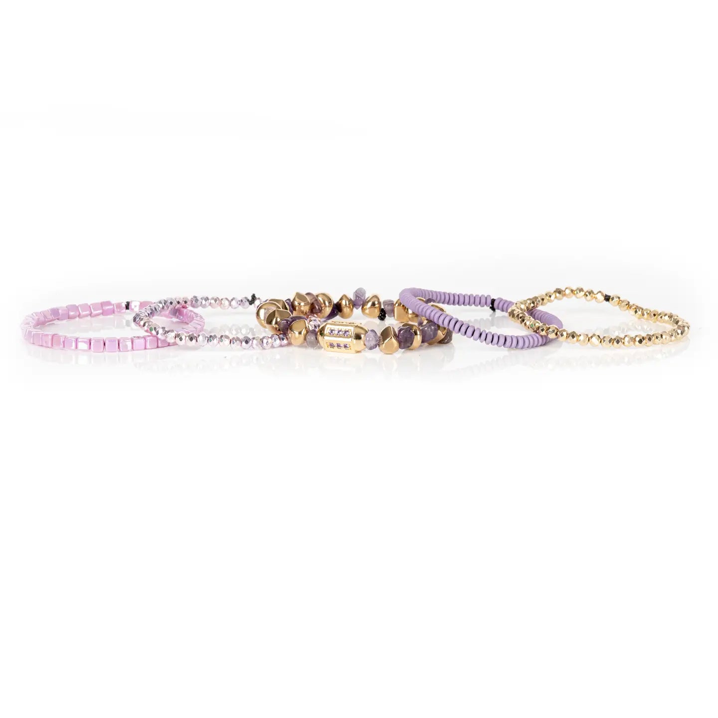 Lilac Crystal & Gold Luxe Stack Bracelet