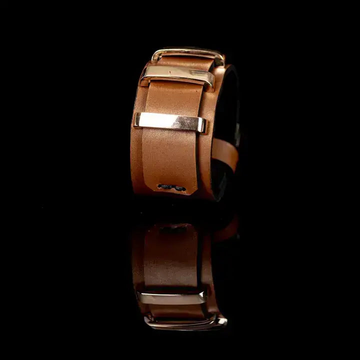 The Monarch Cuff Camel Leather with Gold Buckle Detail