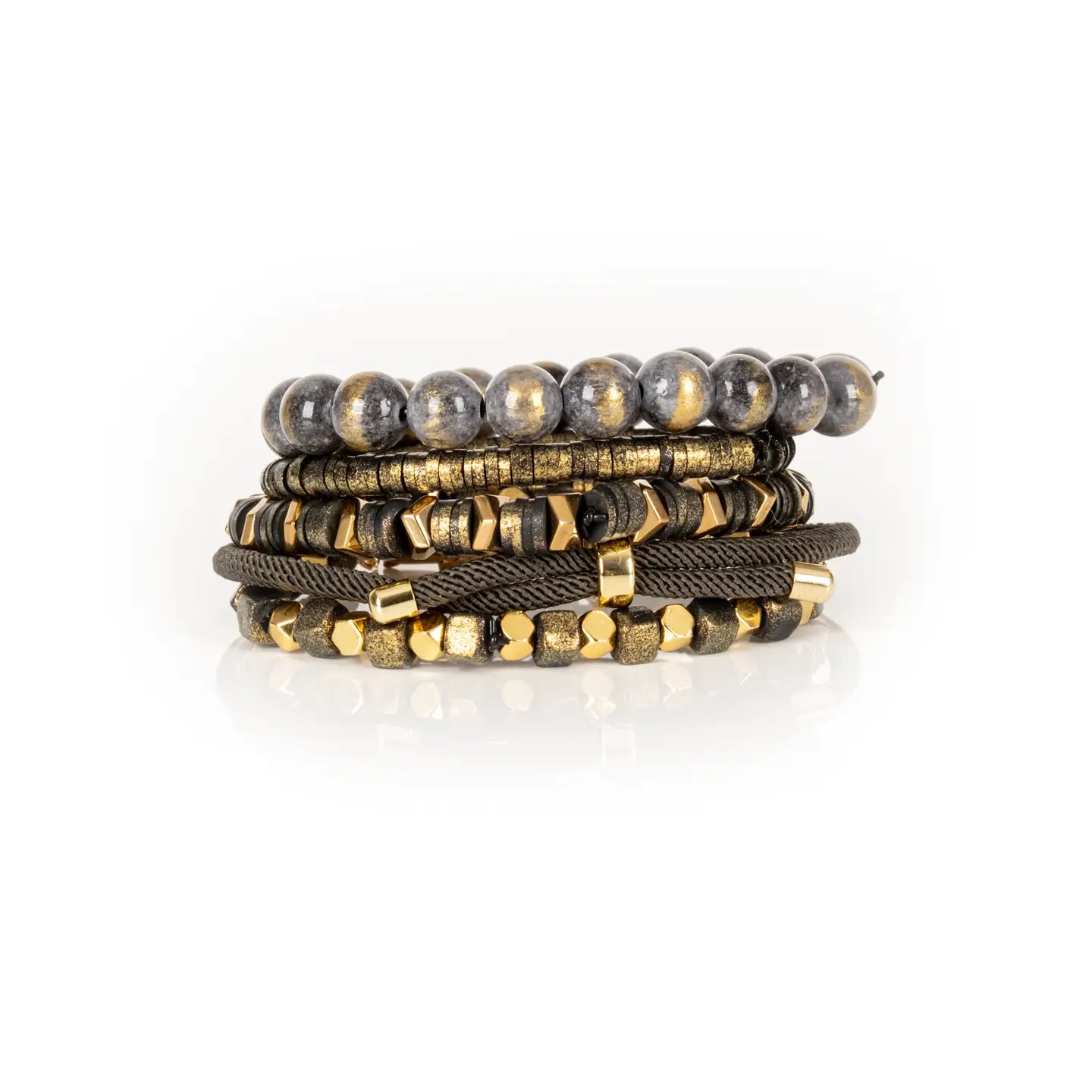 Ash & Gold Authority Bead Stack Bracelet