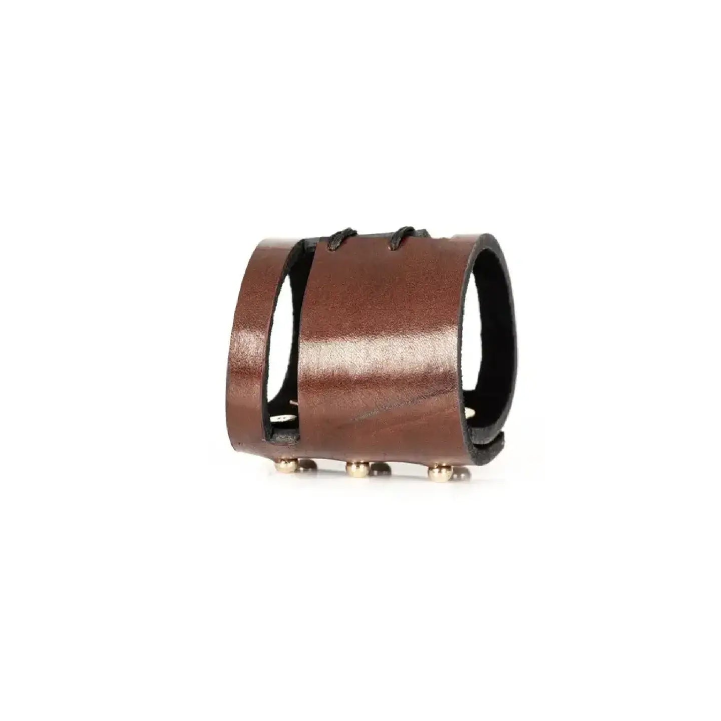 The Rusted Oath Brown Leather Cuff with Cut-Out Design