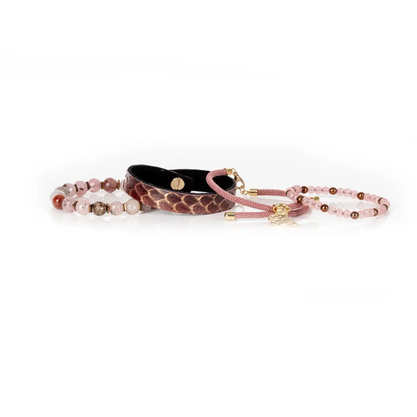Blush Python Multi-Layer Bracelet Stack Rose & Gold