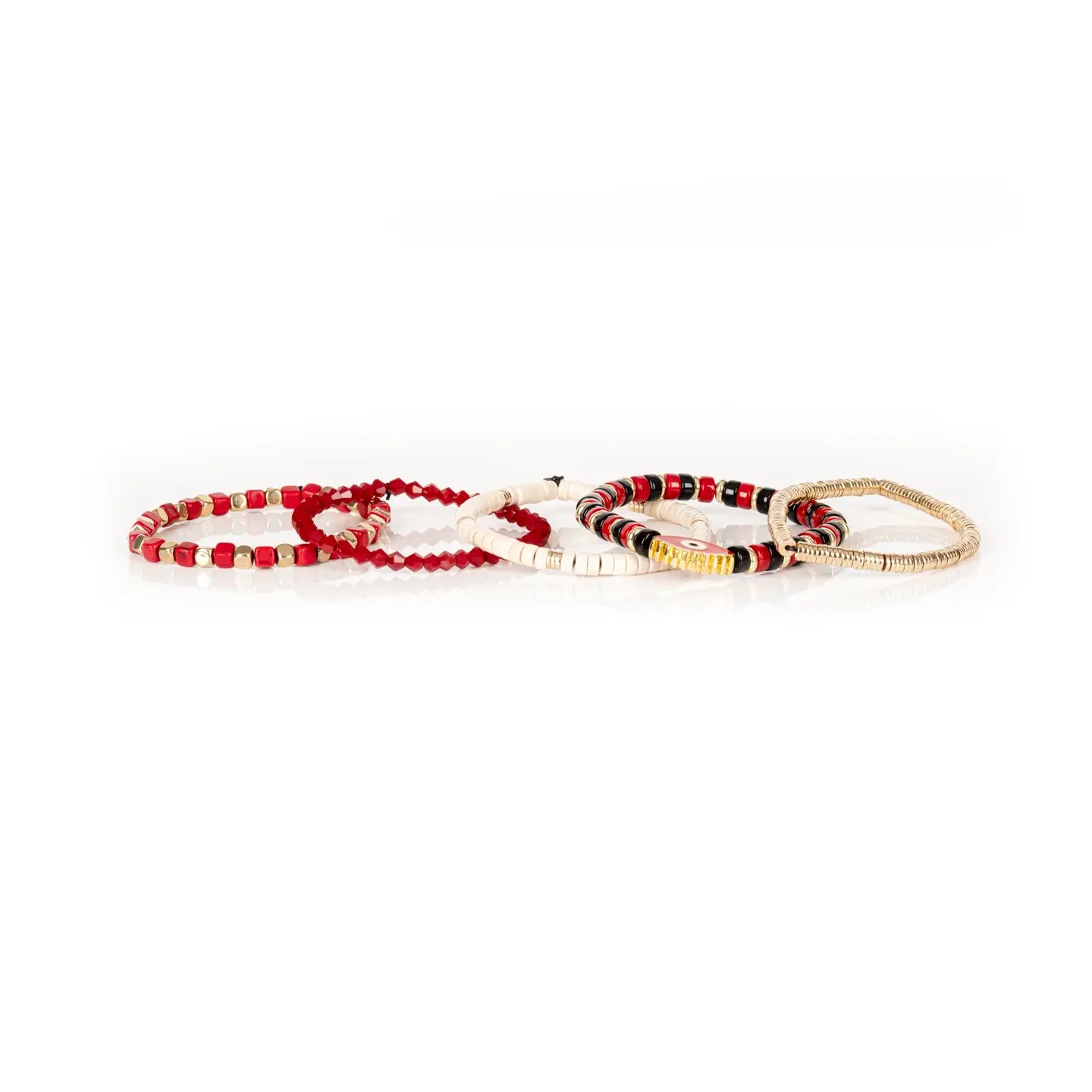 Crimson Signal Bead Stack Bracelet