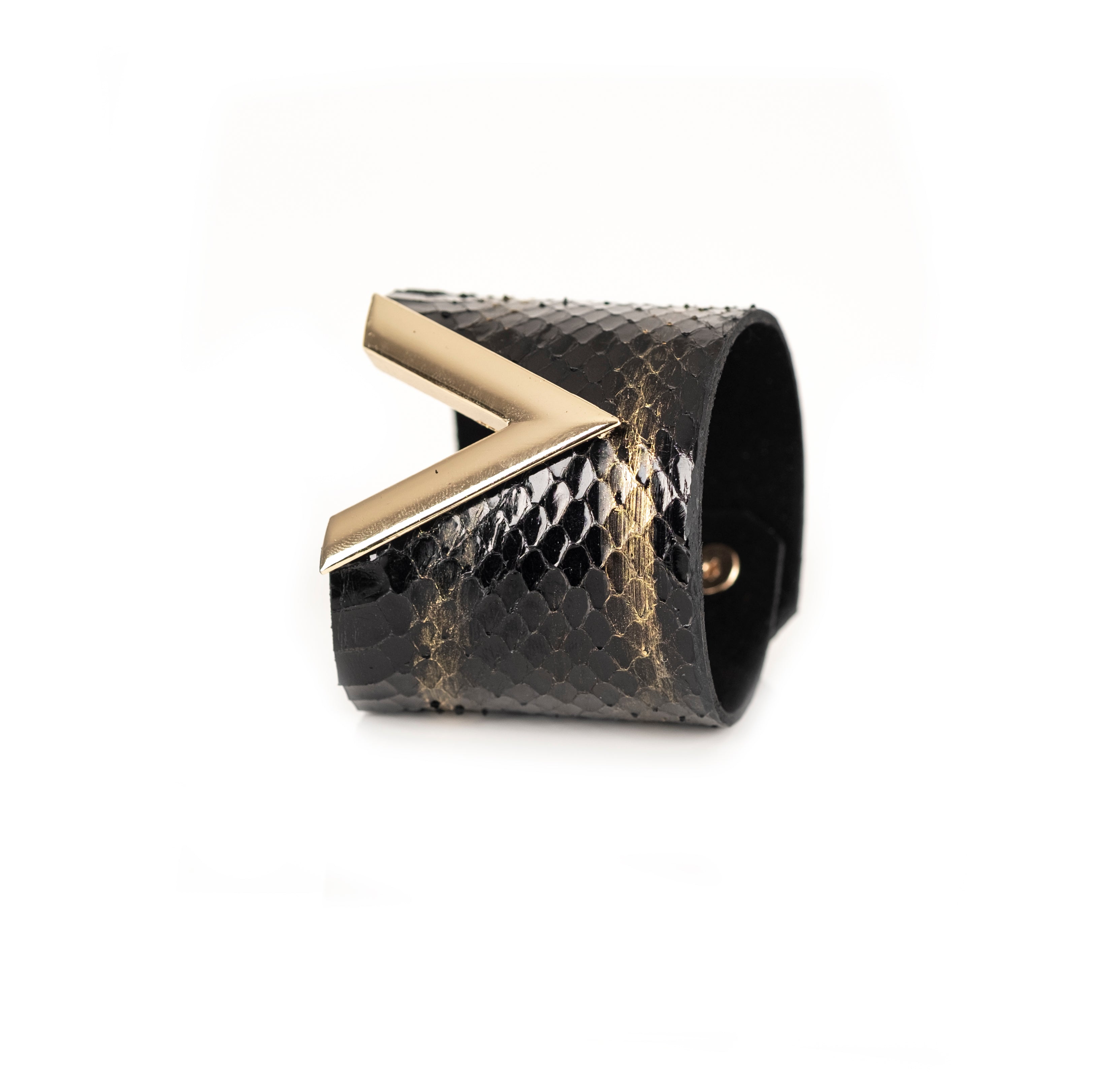 Viper Strike Leather Cuff Black Python