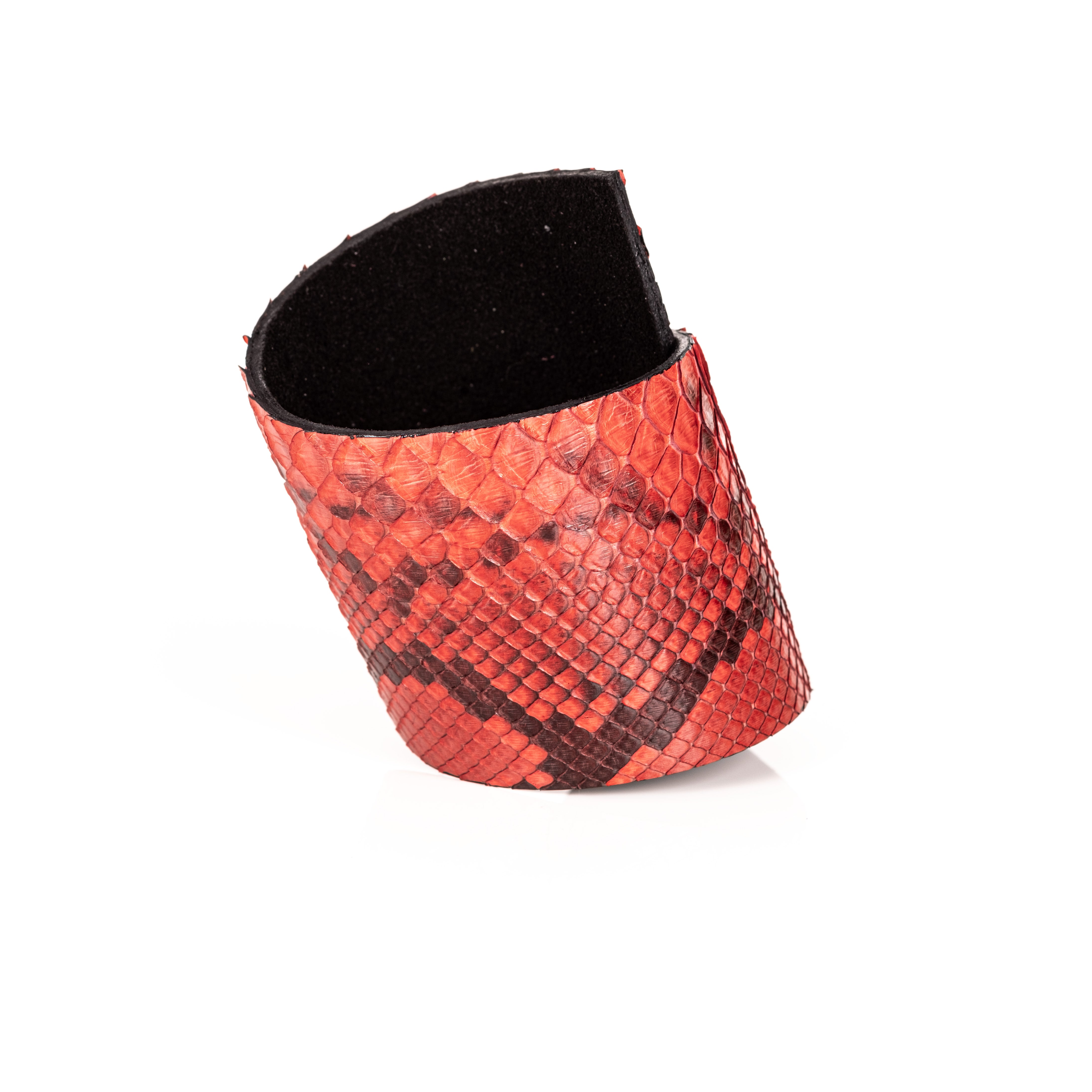 Fire Python Cuff Red Python Leather Statement Bracelet