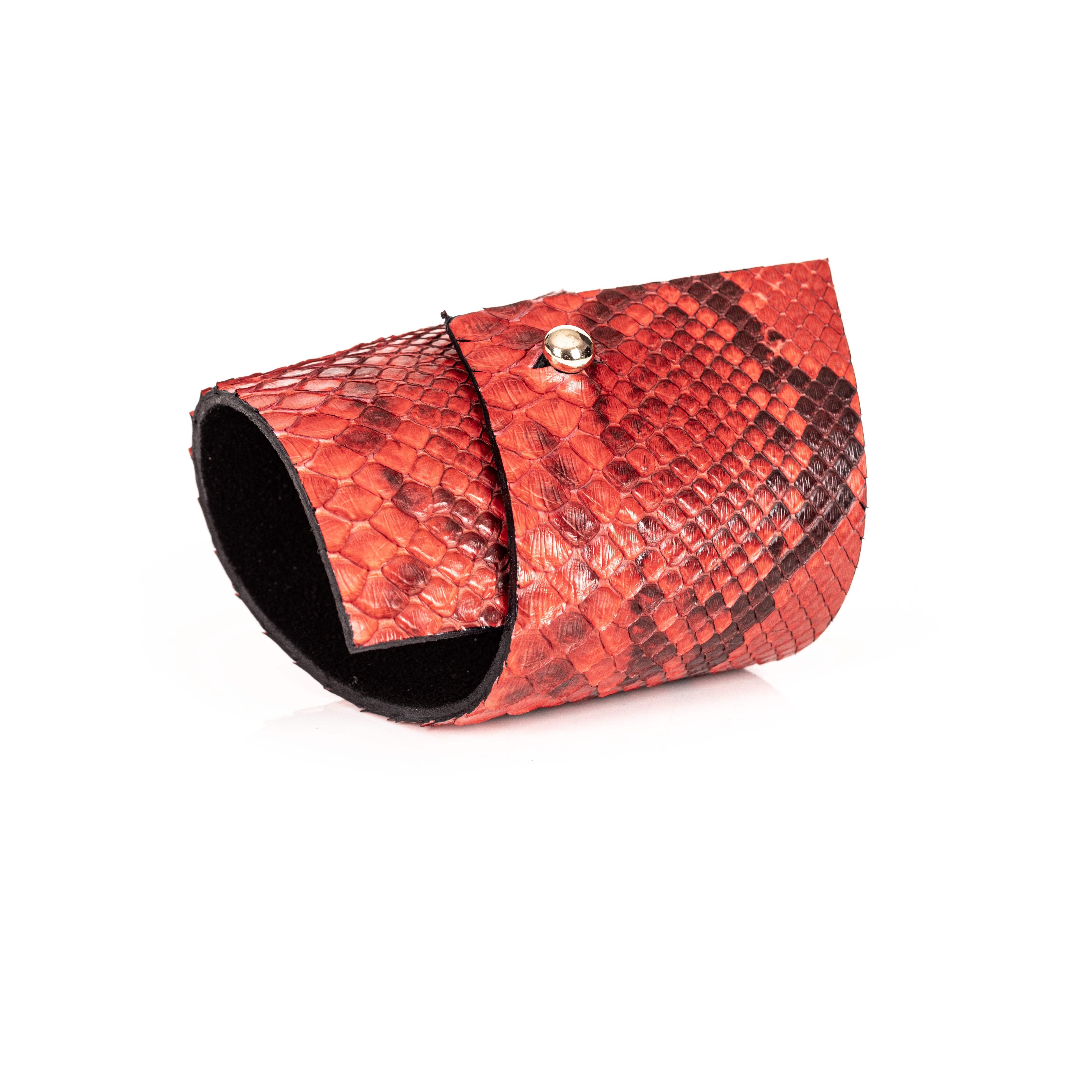 Fire Python Cuff Red Python Leather Statement Bracelet