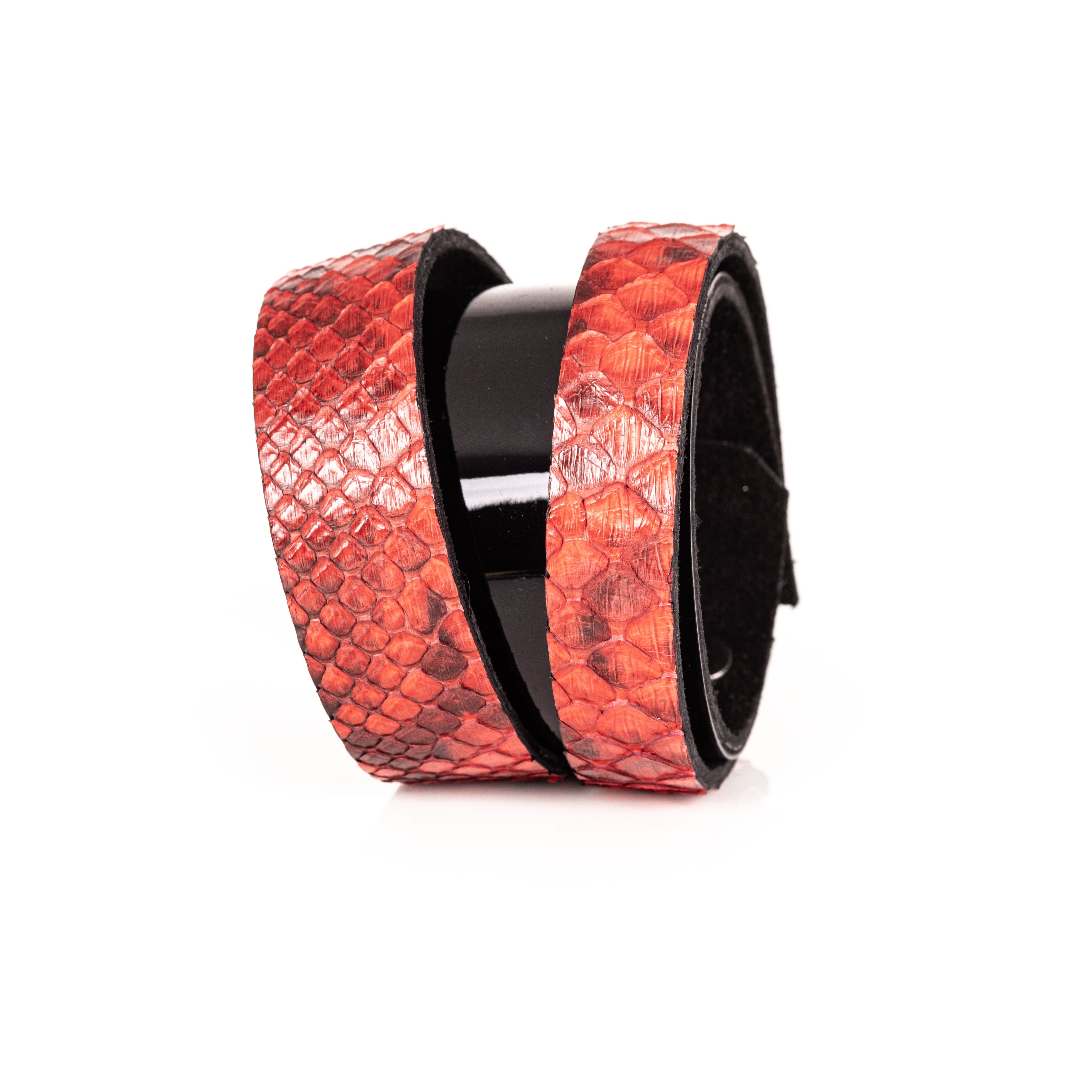 Inferno Wrap Red Python Leather Double Bracelet