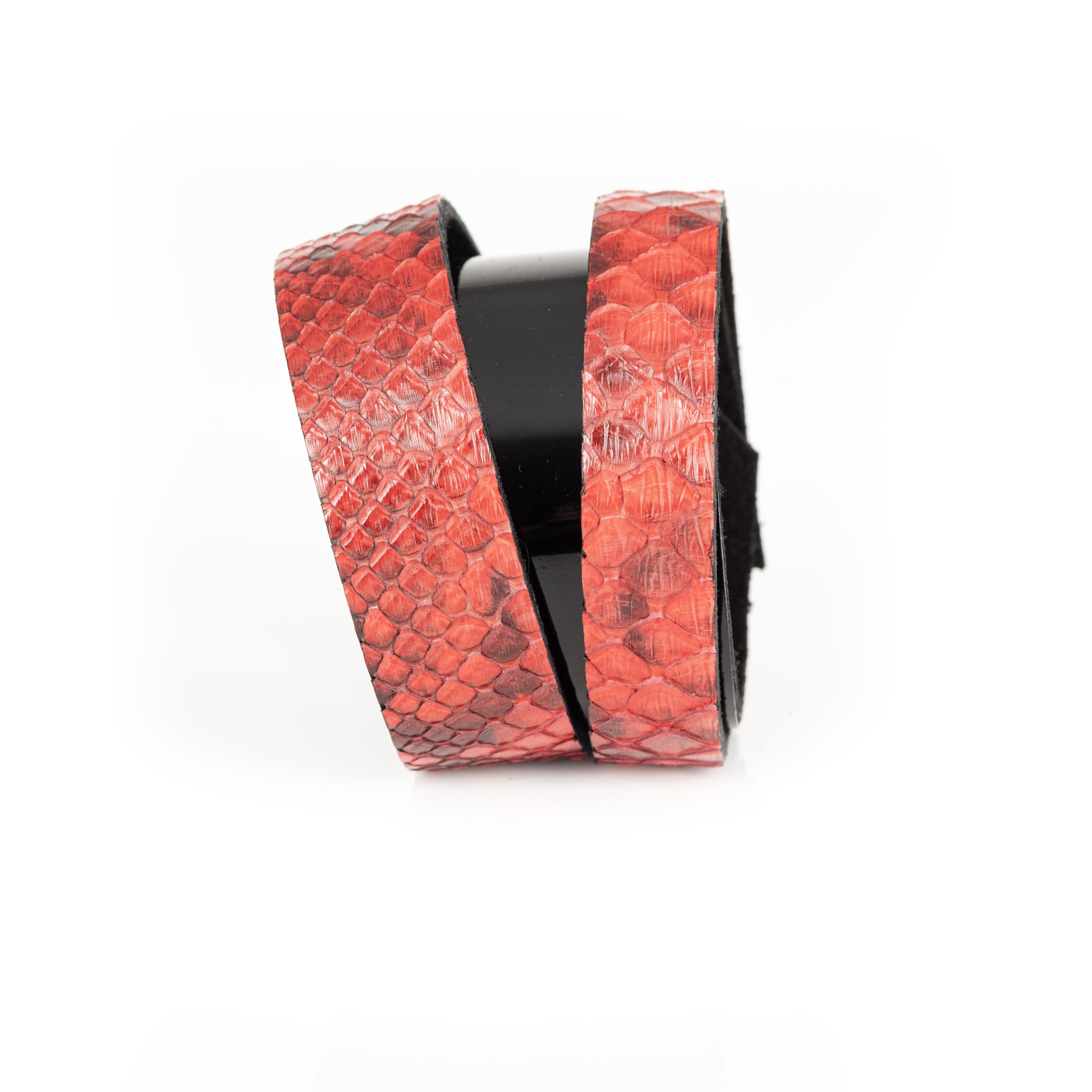 Inferno Wrap Red Python Leather Double Bracelet