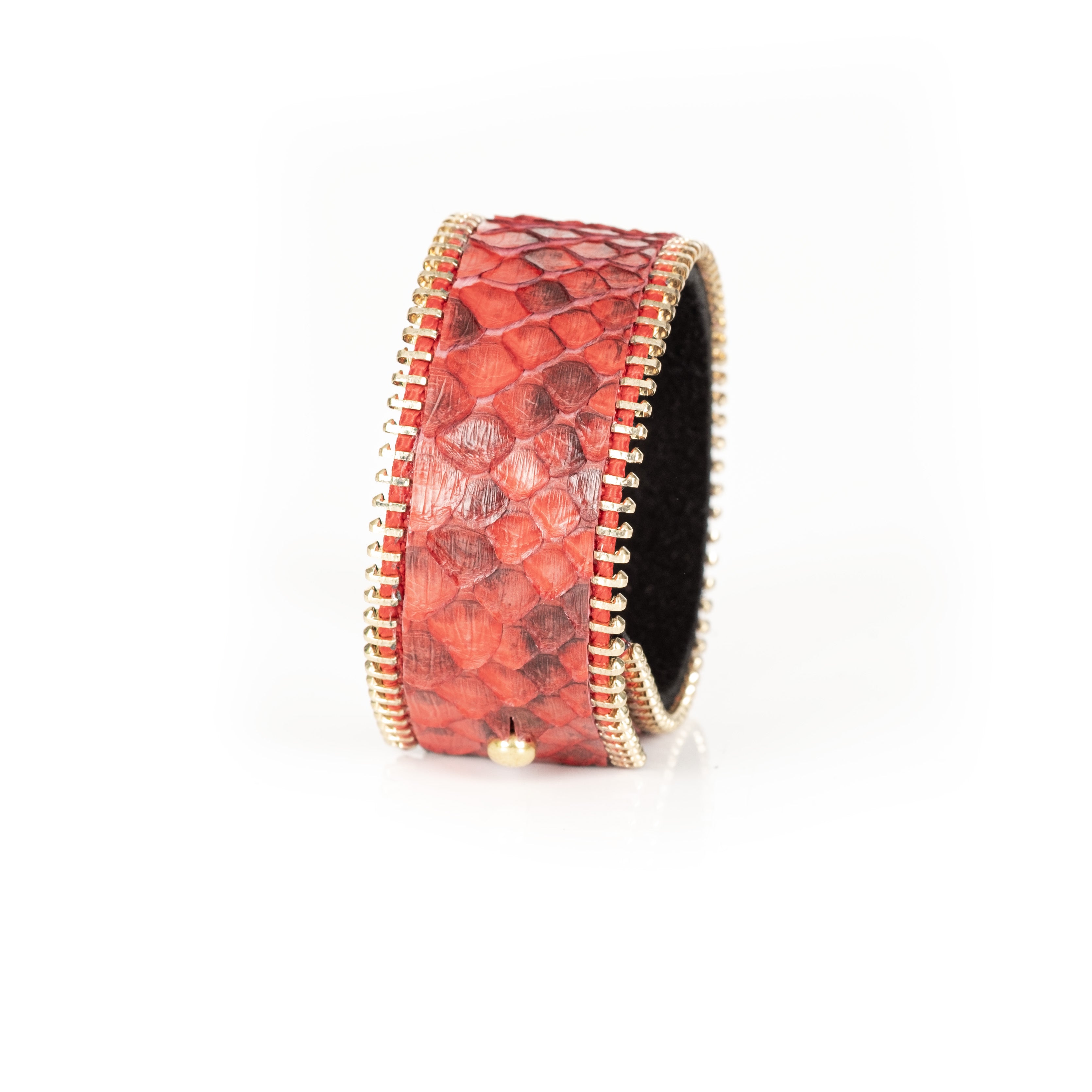 Scarlet Edge Cuff Red Python Leather Bracelet