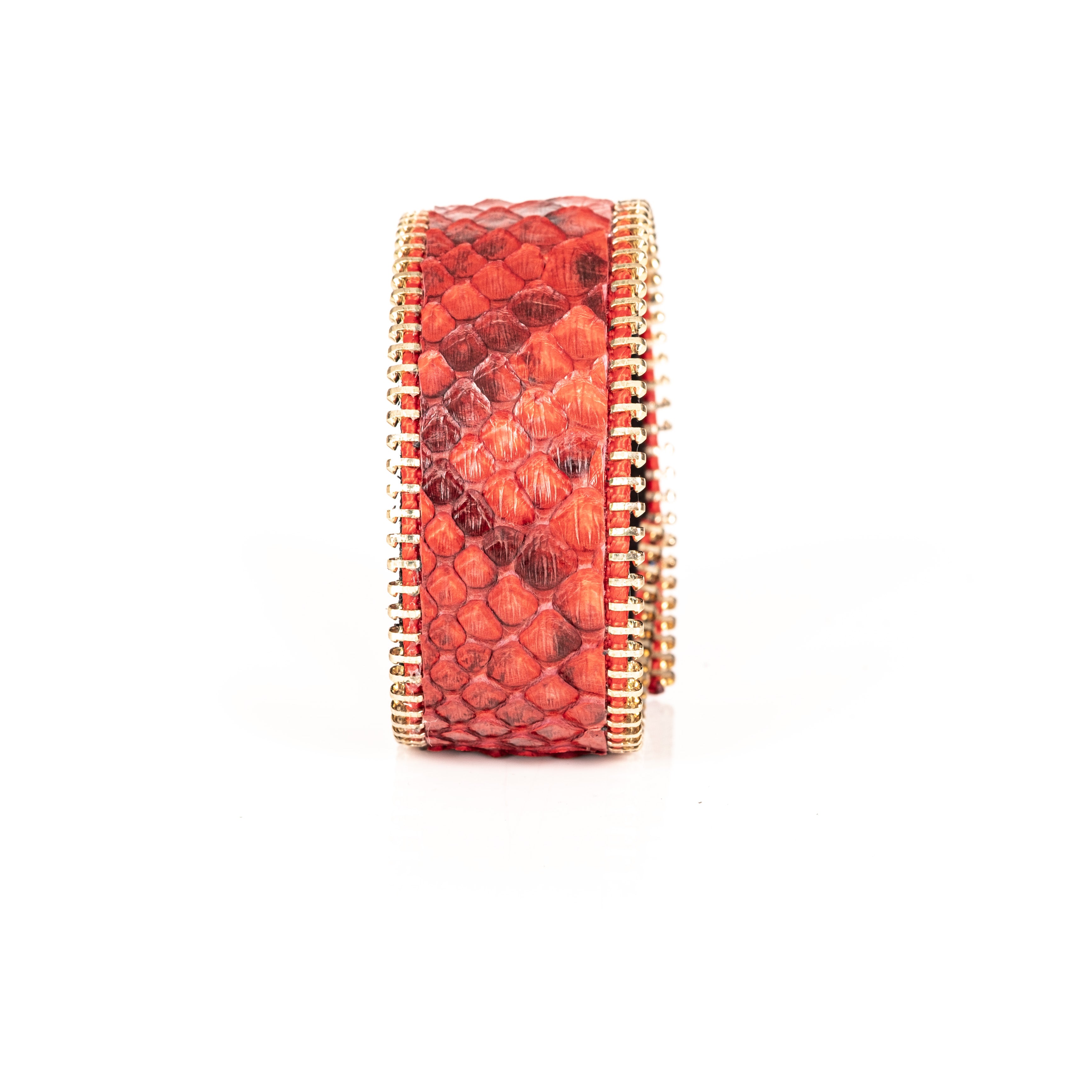 Scarlet Edge Cuff Red Python Leather Bracelet