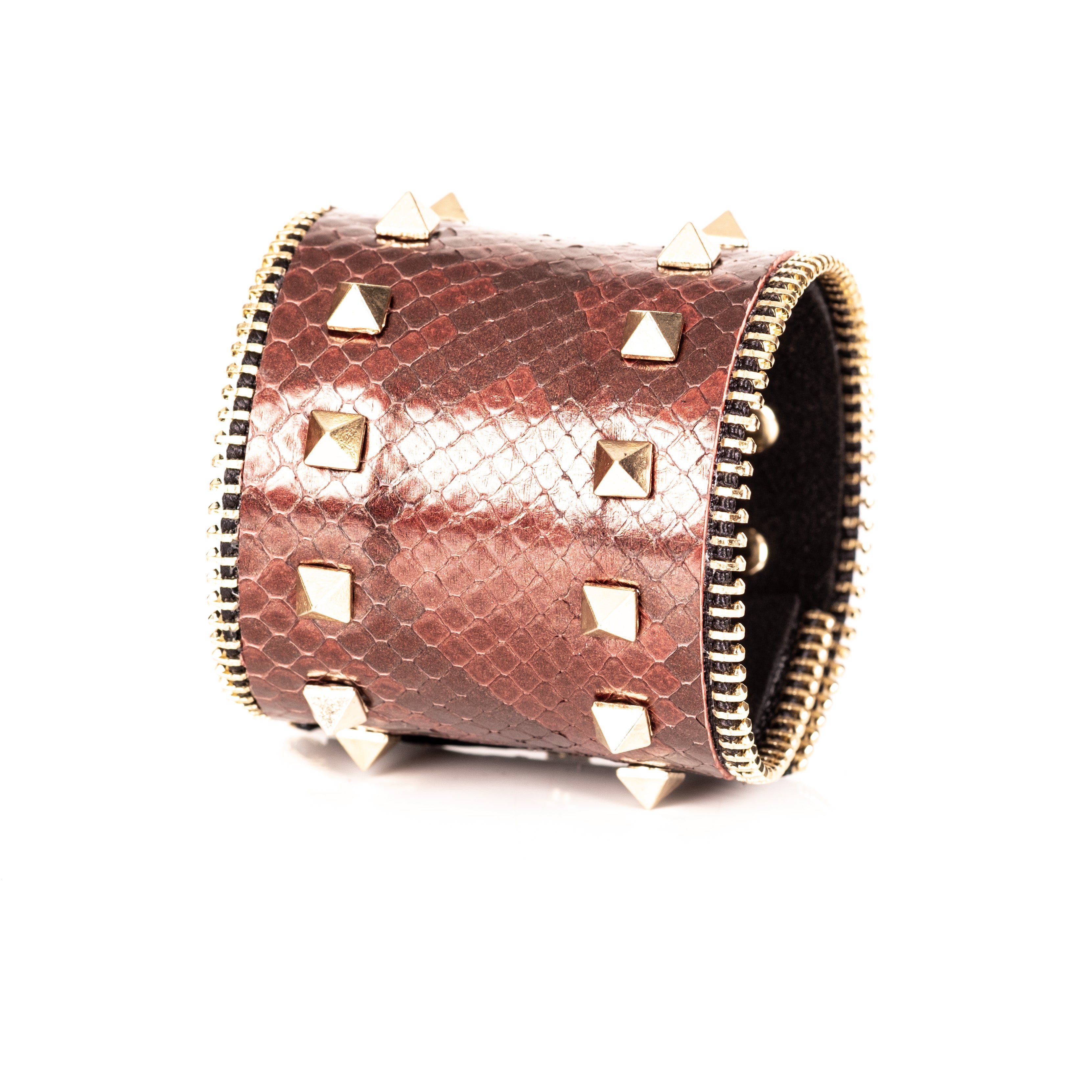 Venom Stud Cuff Metallic Python Leather Women’s Bracelet
