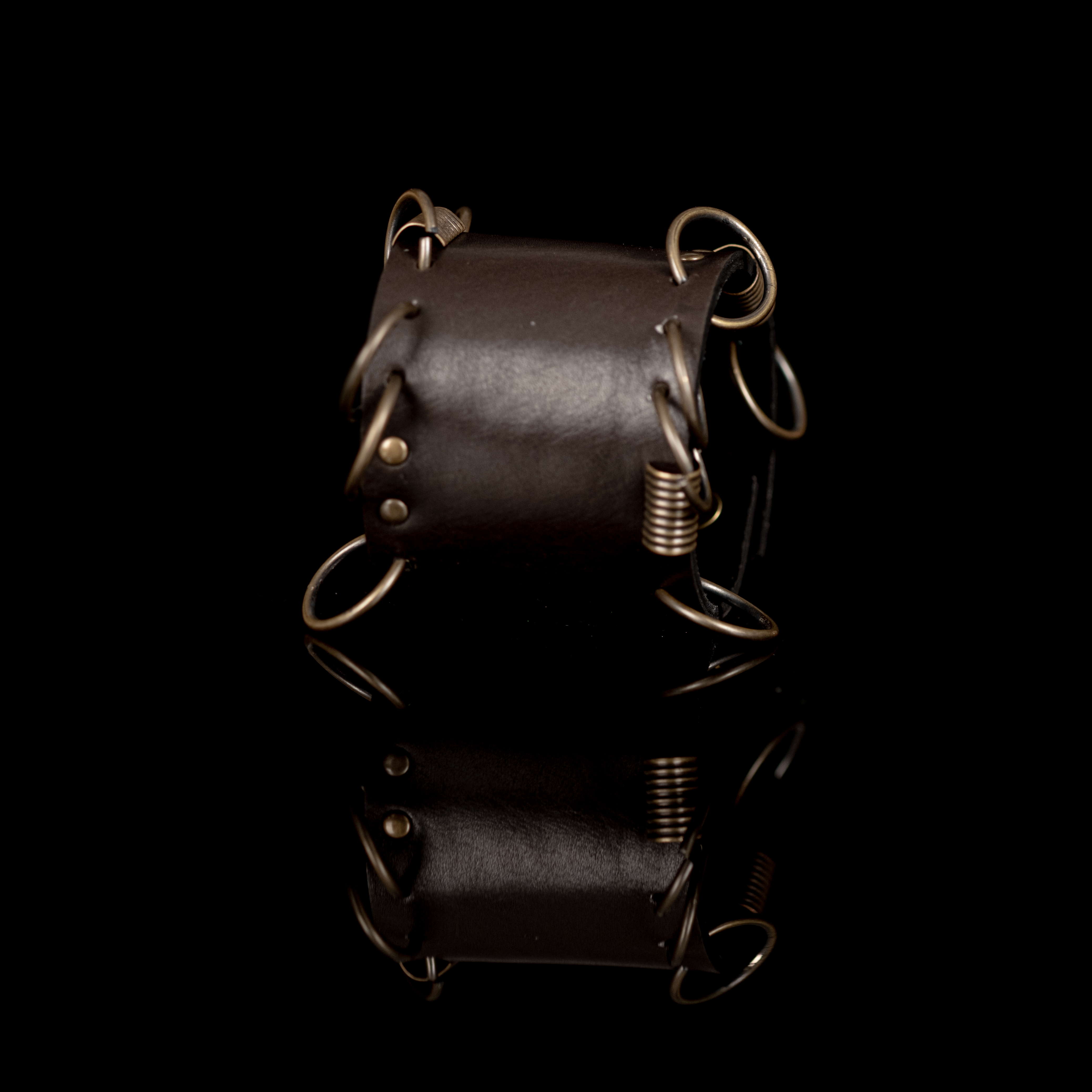 Industrial Rebel Leather Cuff Handmade Wide Bracelet