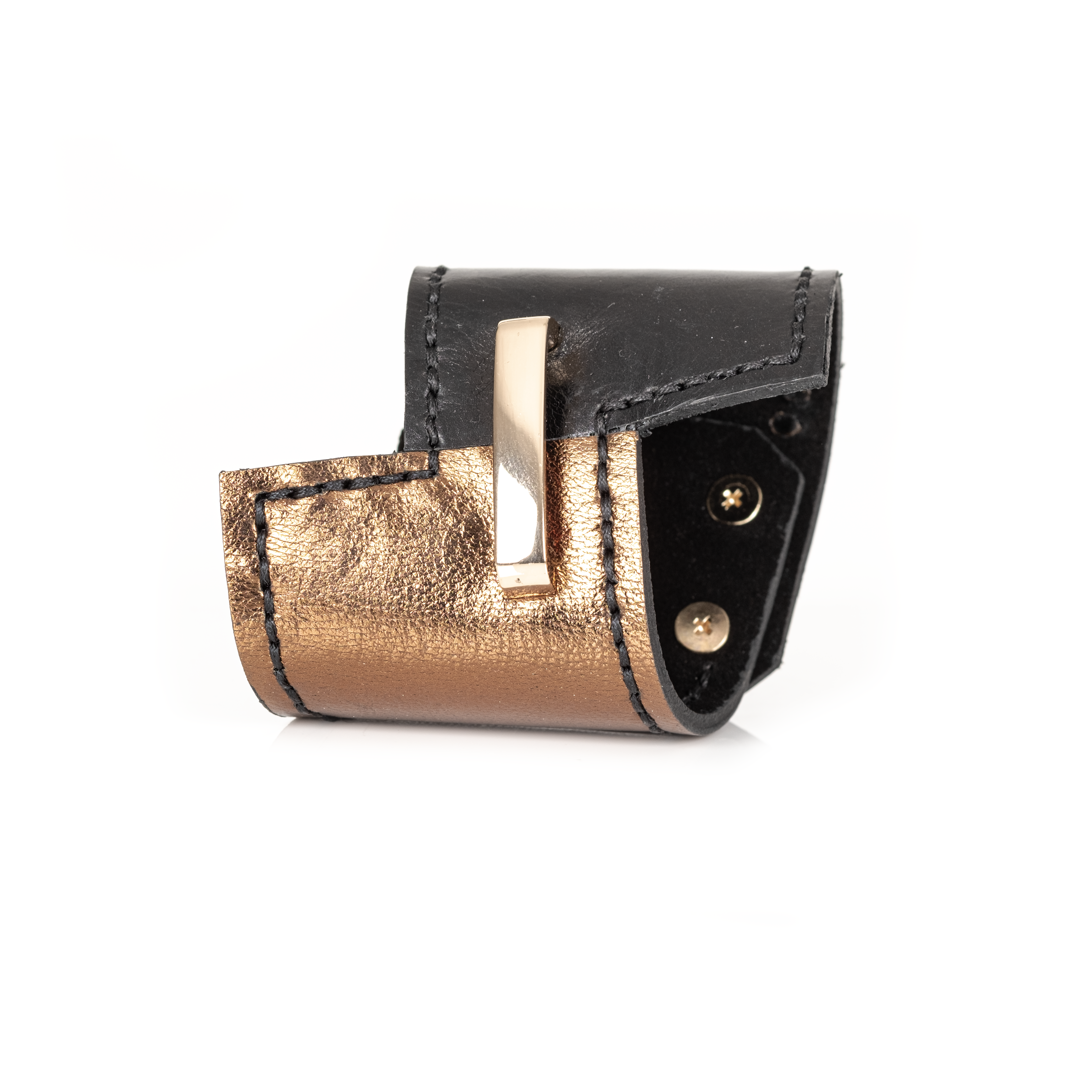 Modern Luxe Leather Cuff Metallic Bronze & Black