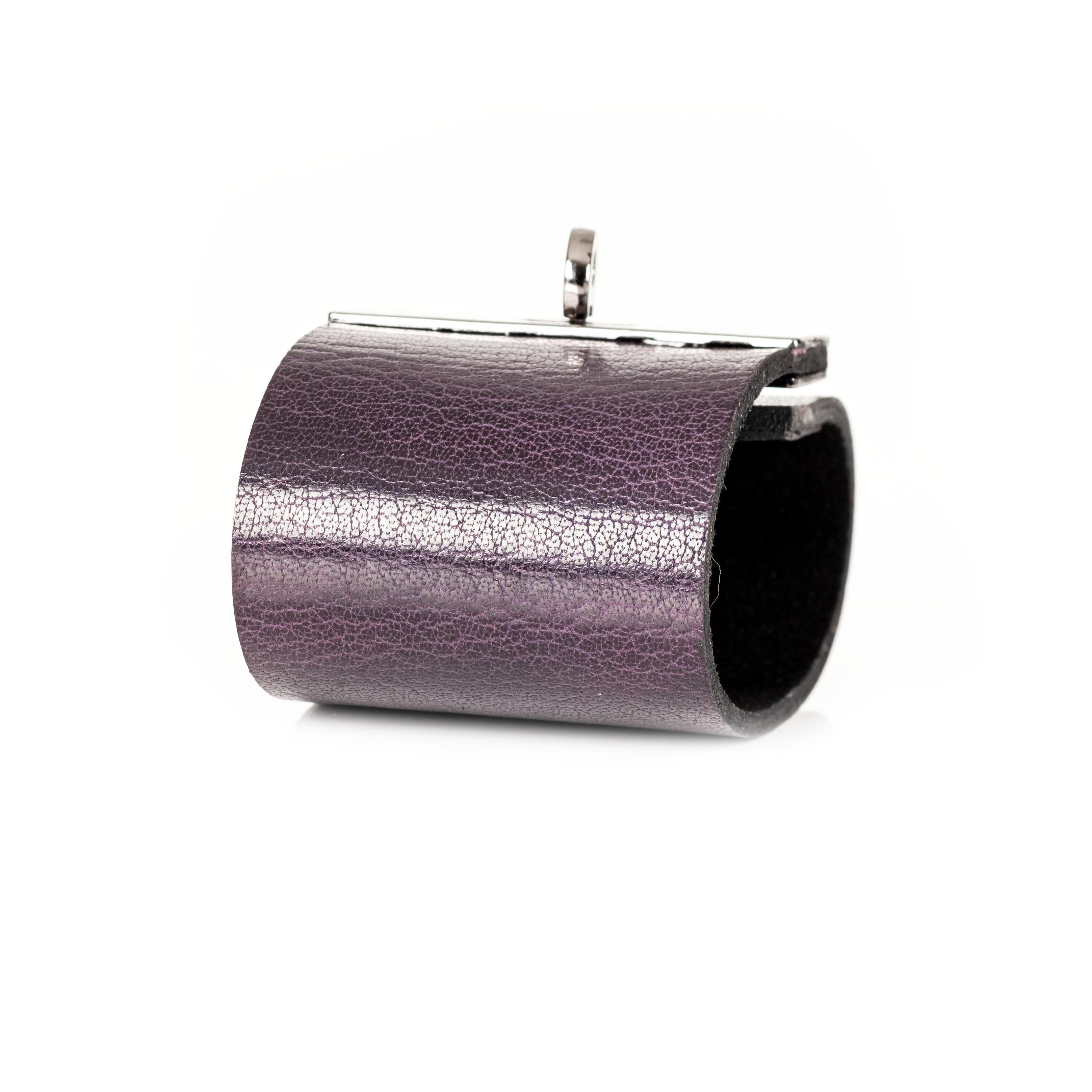 Luxe Lock Cuff Bracelet Deep Plum Textured Leather