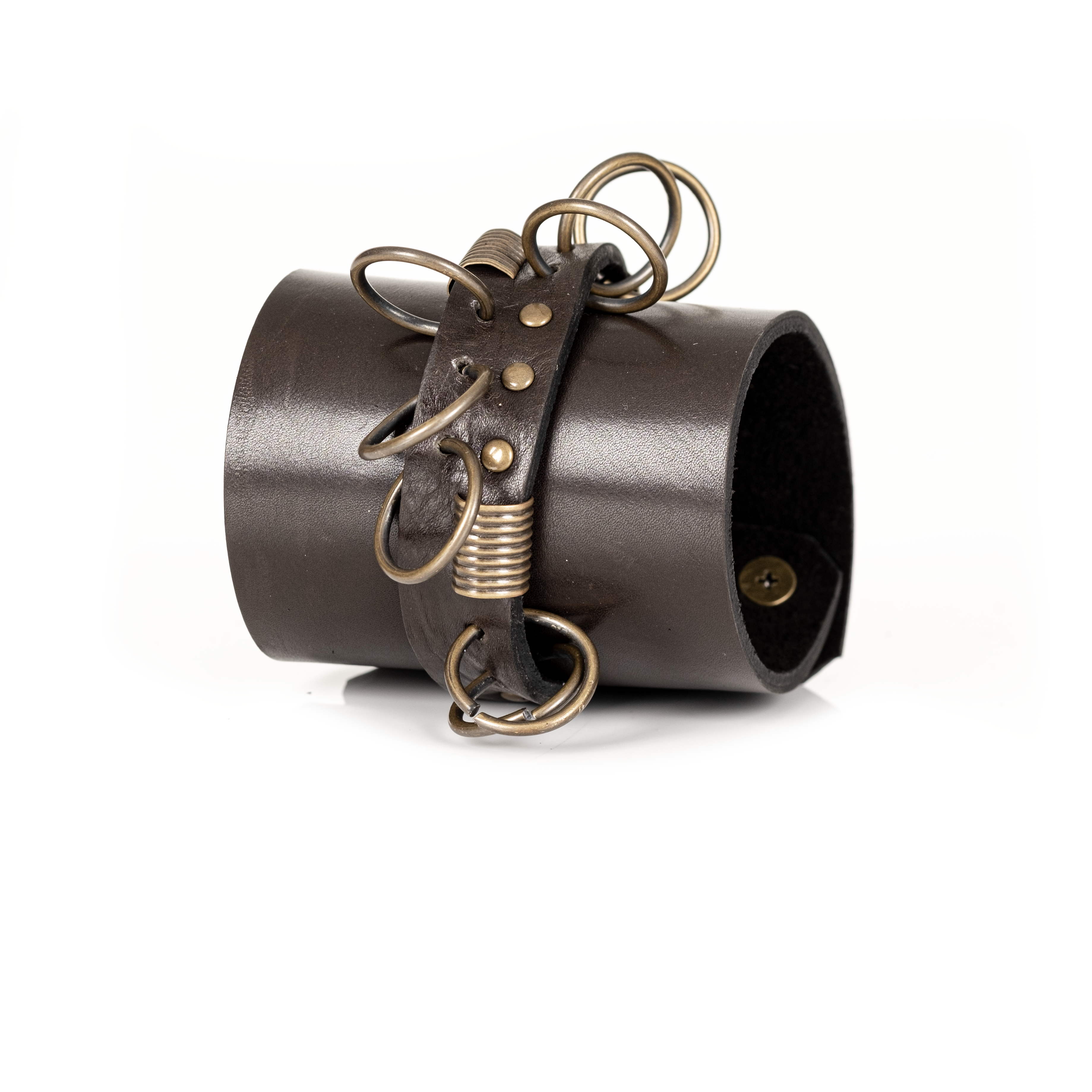 Industrial Edge Leather Cuff Brown Wide Bracelet