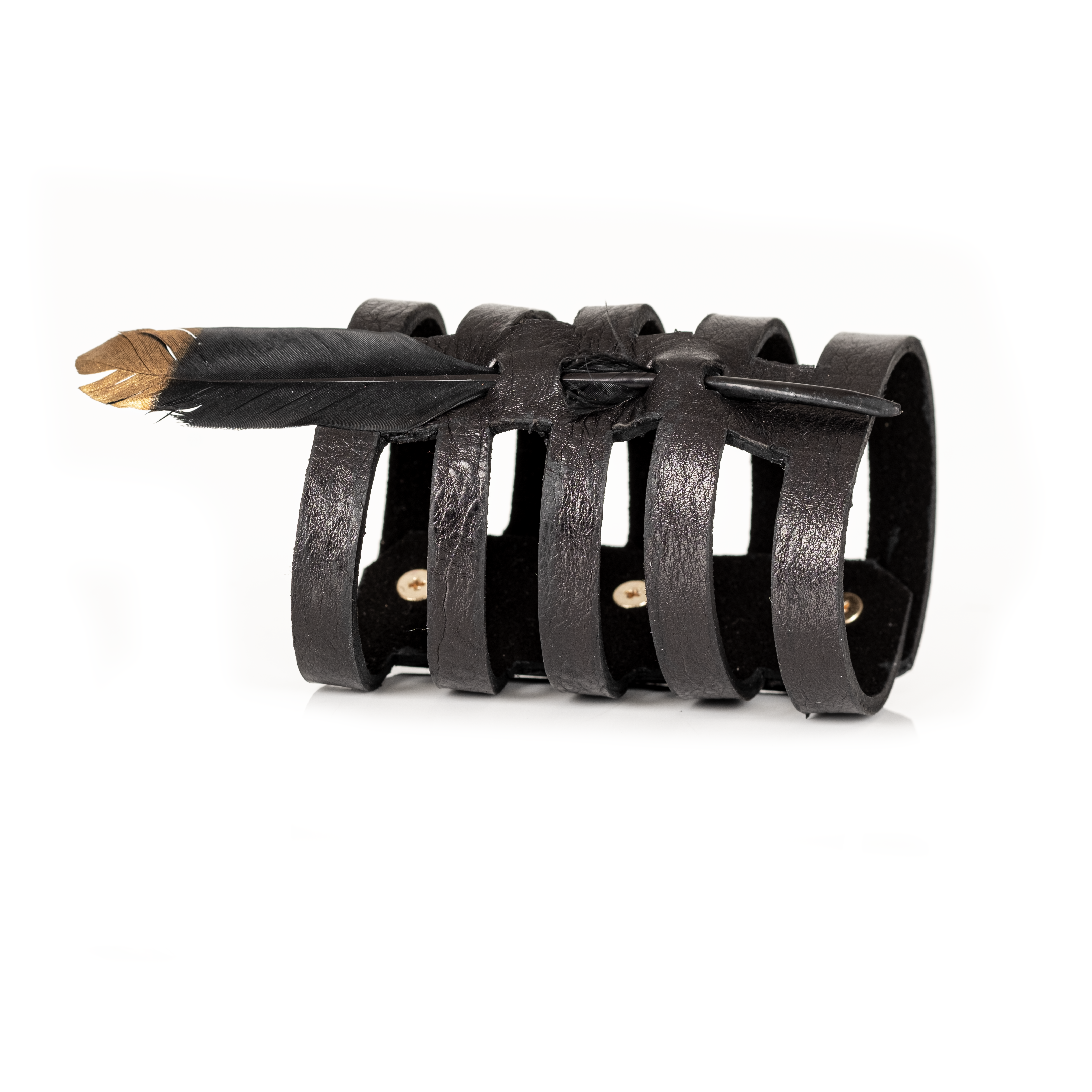 Caged Leather Feather Cuff