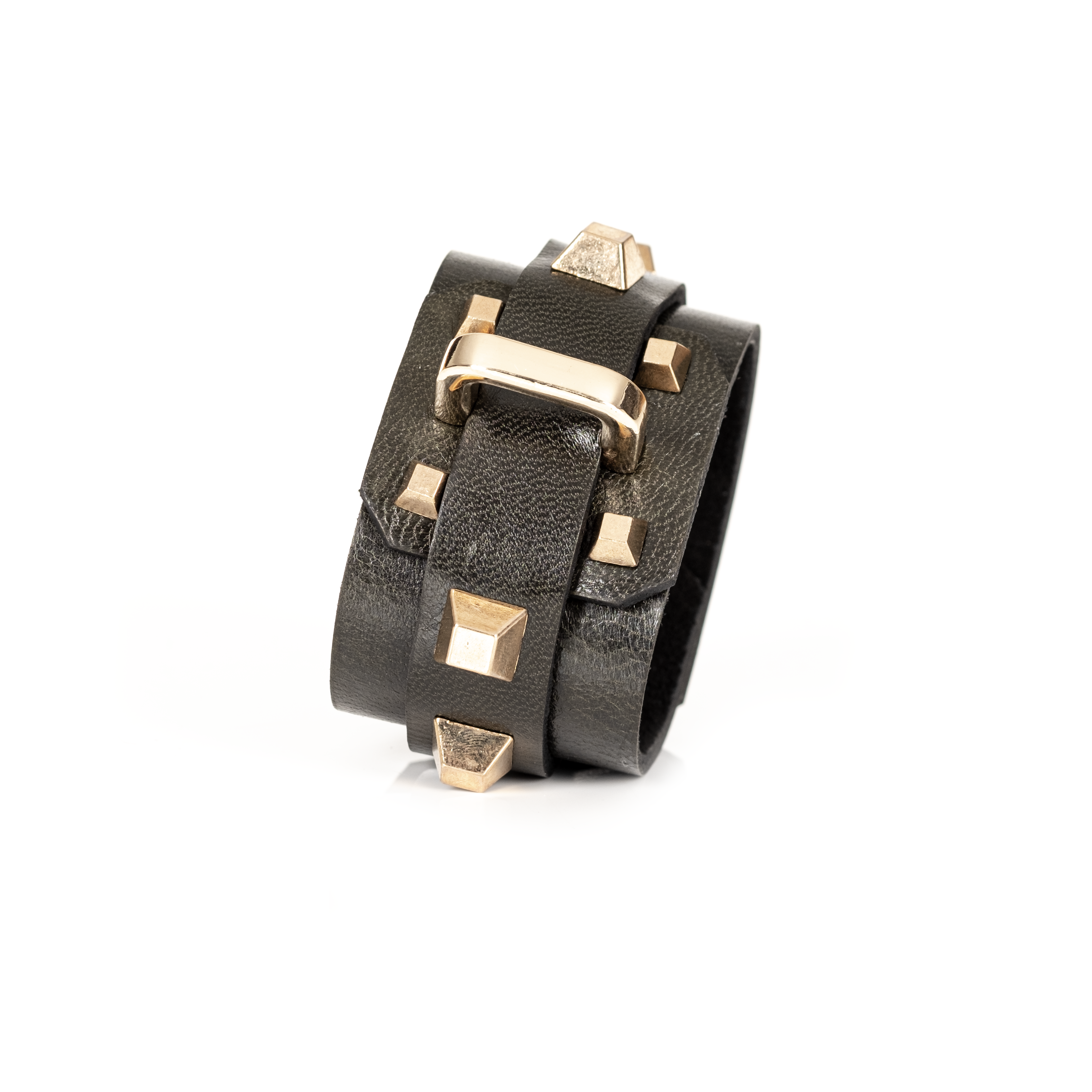 Reign Cuff Black Italian Leather Bracelet