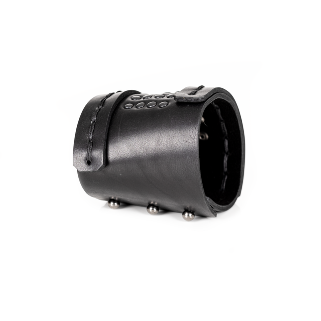 Men’s Wide Black Leather Studded Cuff Bracelet