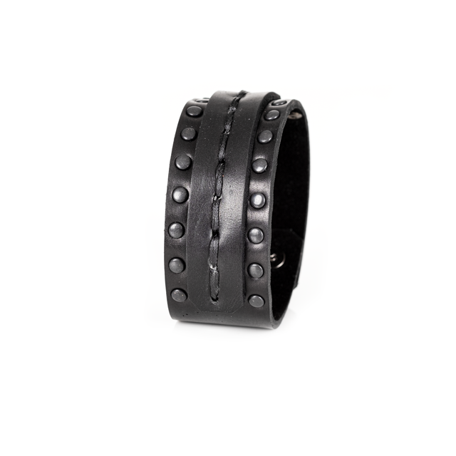 Men’s Black Studded Leather Cuff Bracelet