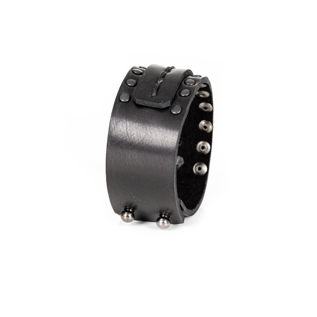 Men’s Black Studded Leather Cuff Bracelet