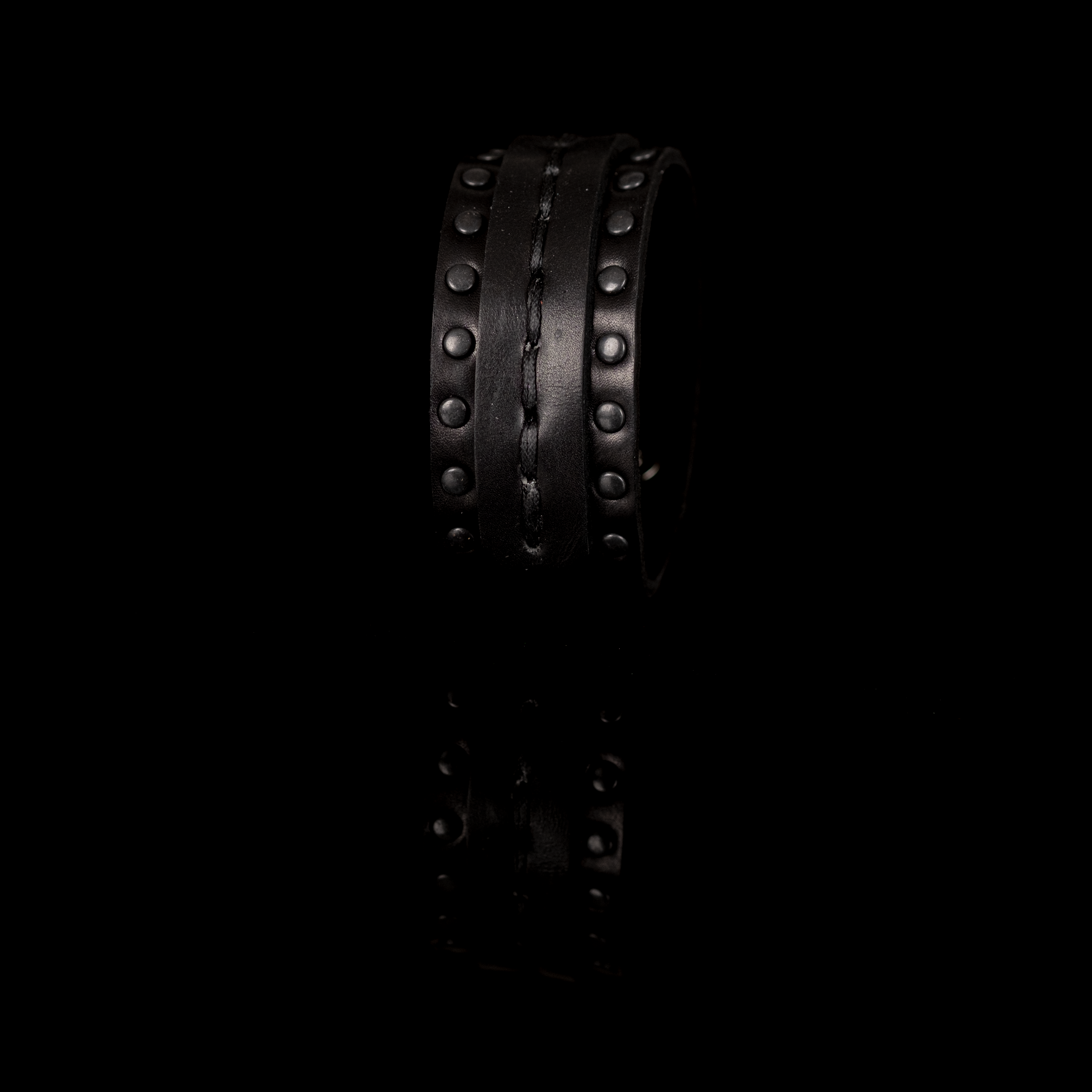 Men’s Black Studded Leather Cuff Bracelet