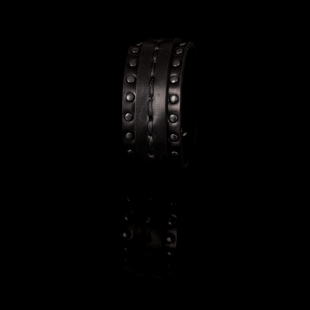 Men’s Black Studded Leather Cuff Bracelet