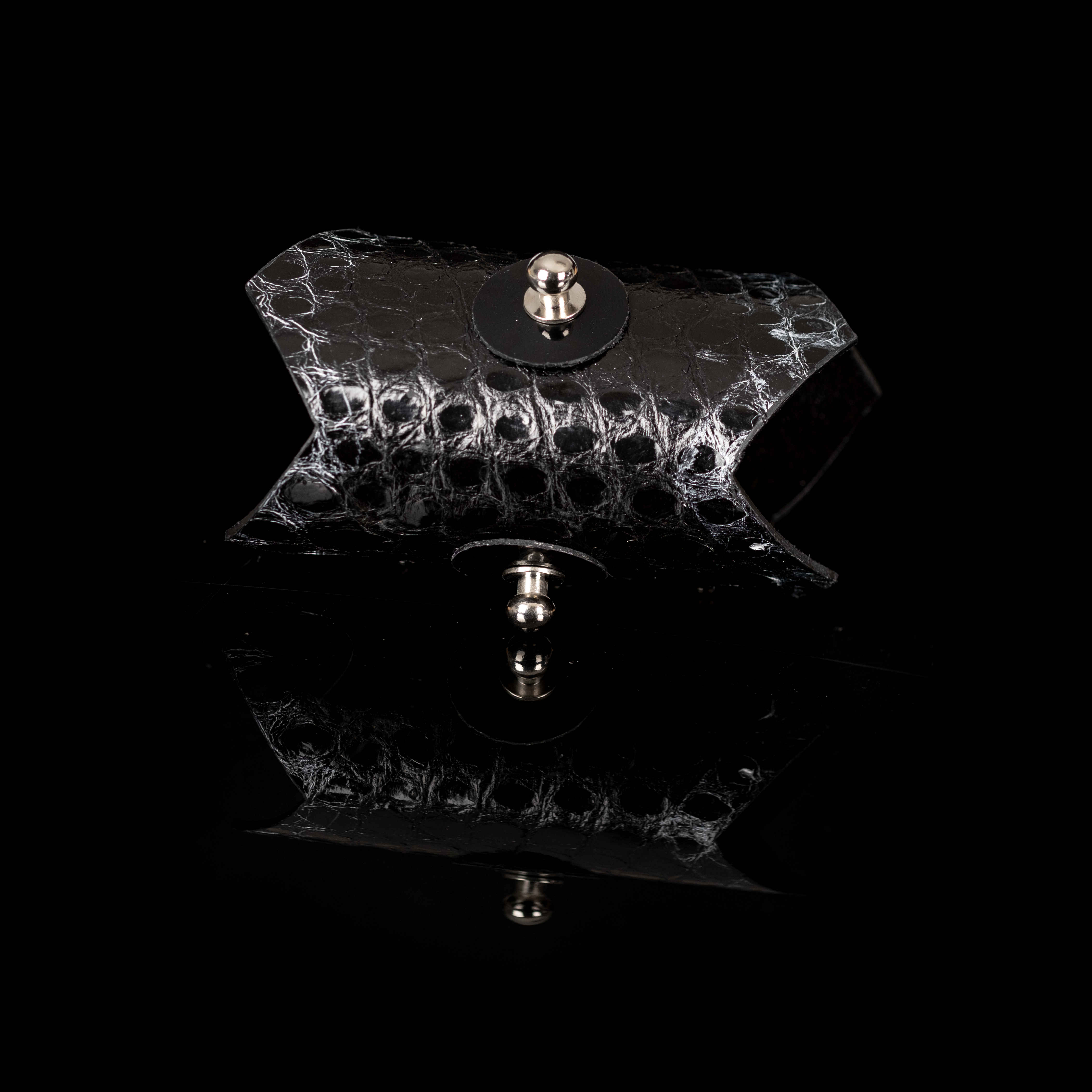 Crossbar Noir Leather Cuff Handcrafted Architectural Black