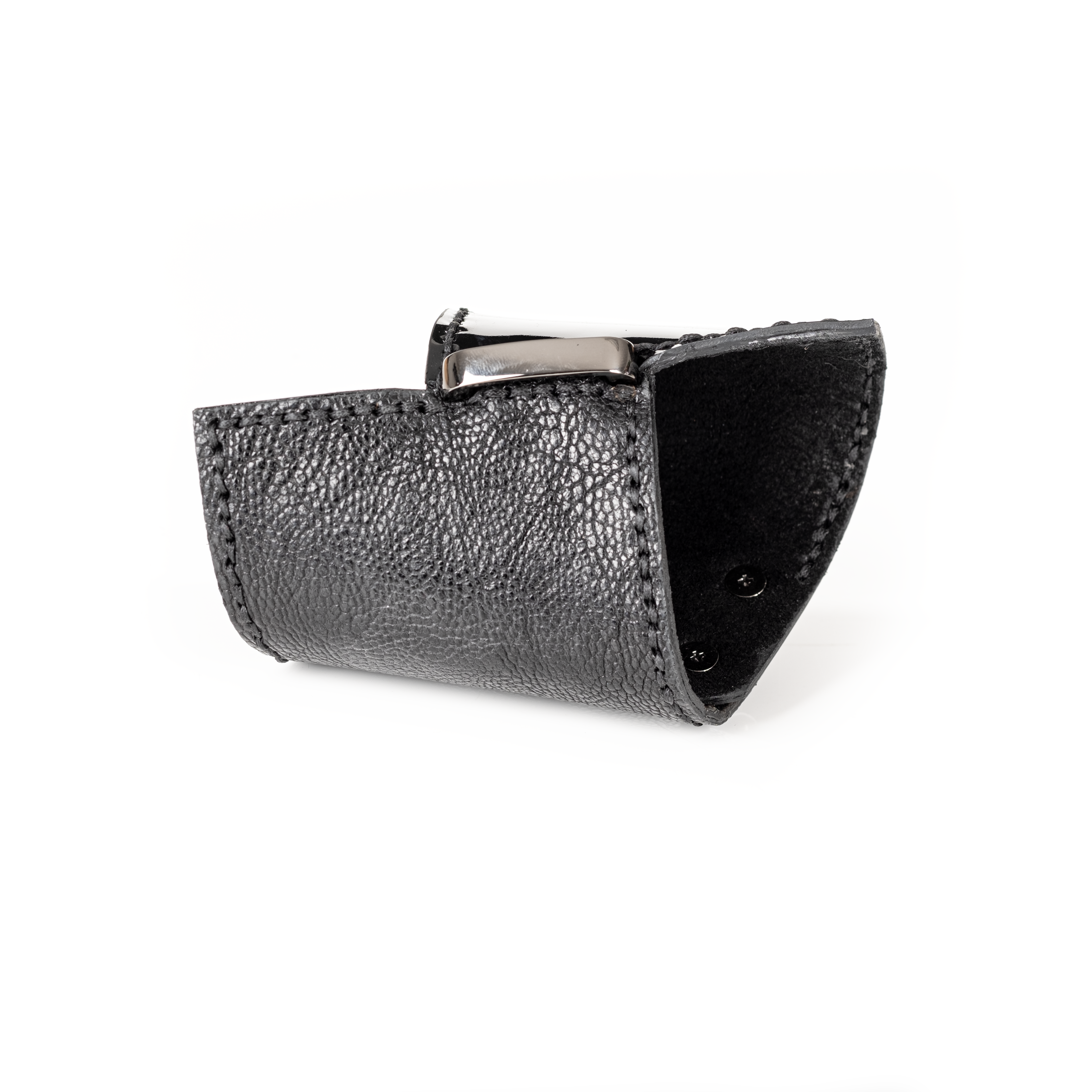 Iron Fold Leather Cuff Handcrafted Minimal Black Statement