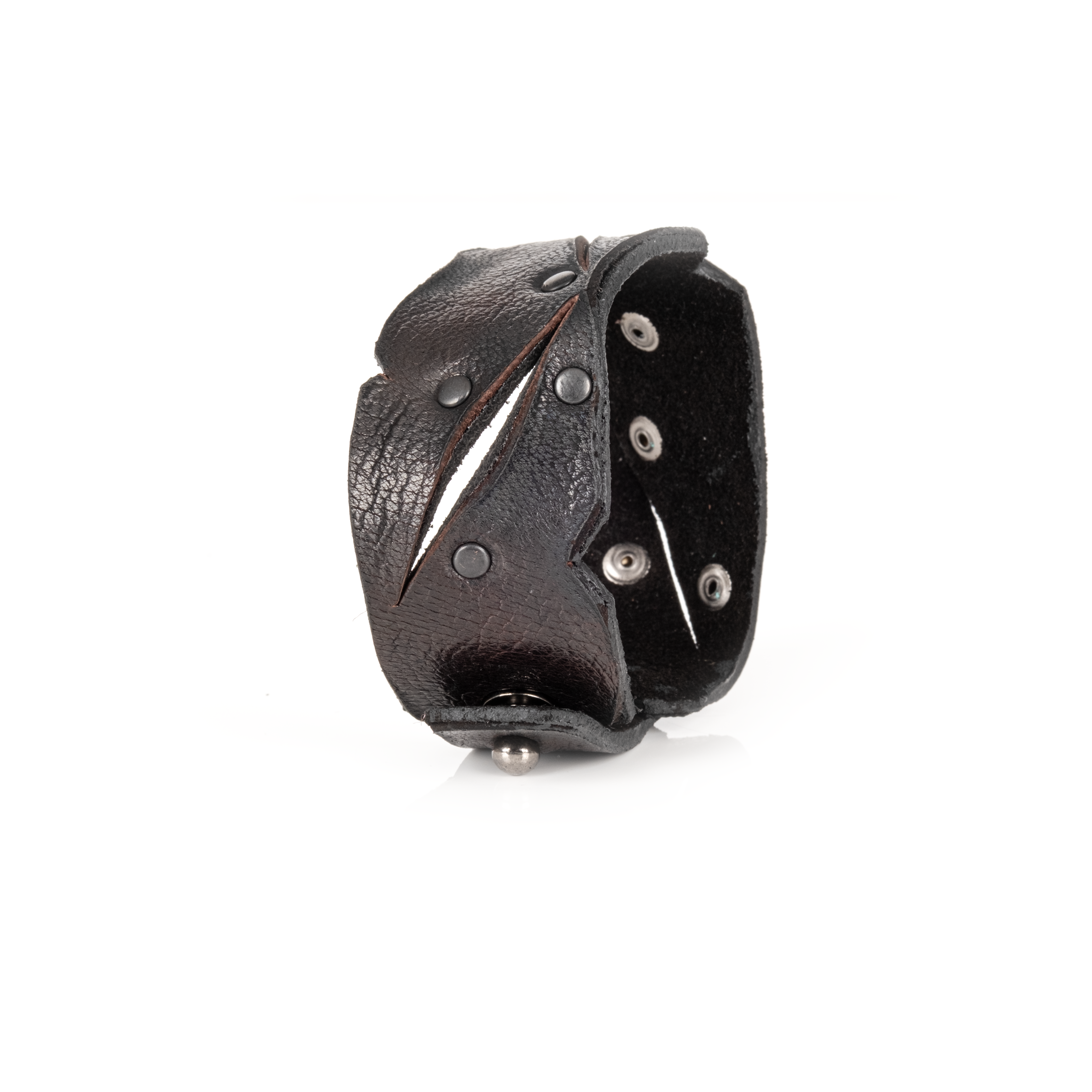 Rogue Edge Leather Cuff Handcrafted Black Genuine Leather
