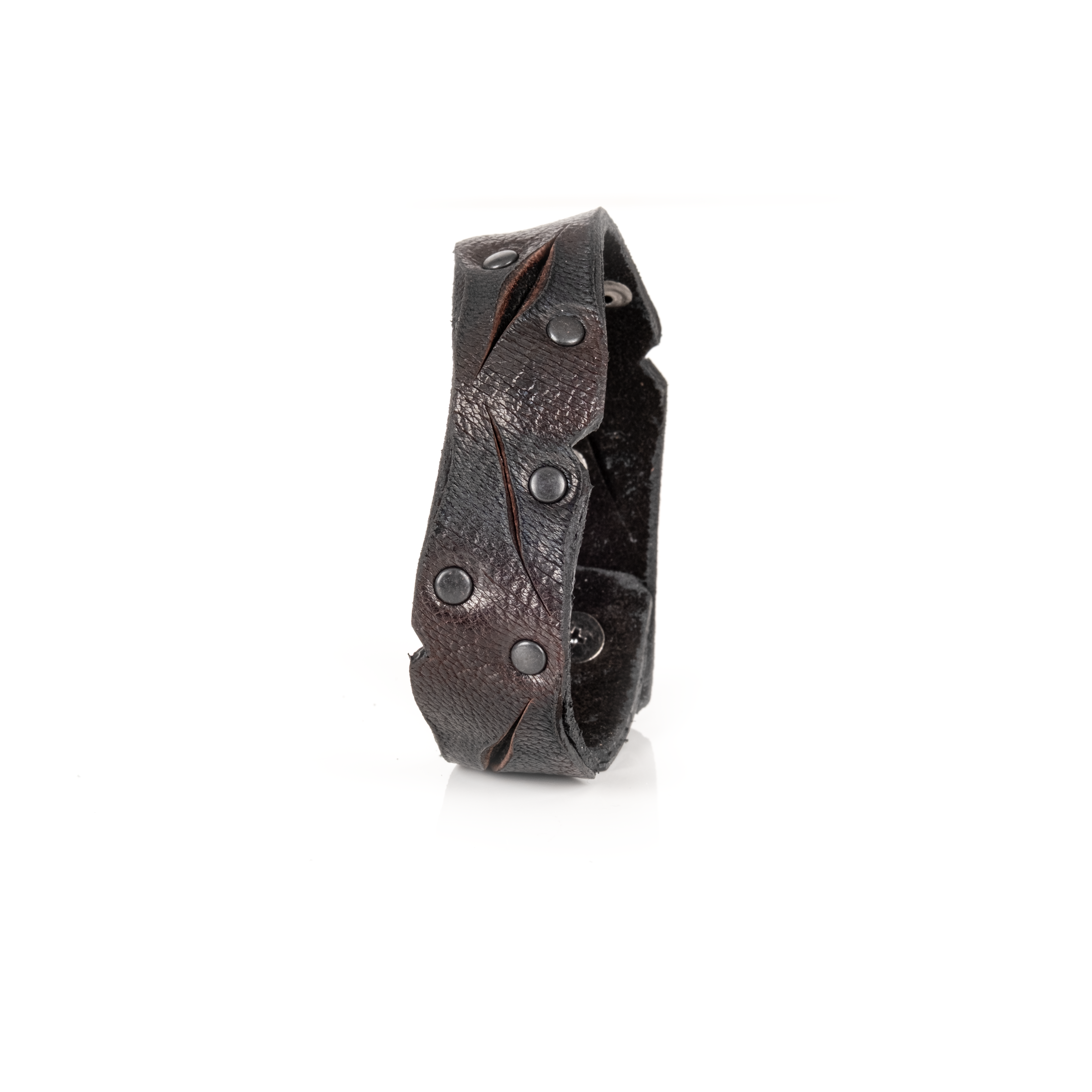 Shadow Slash Leather Bracelet Handcrafted Brown & Black