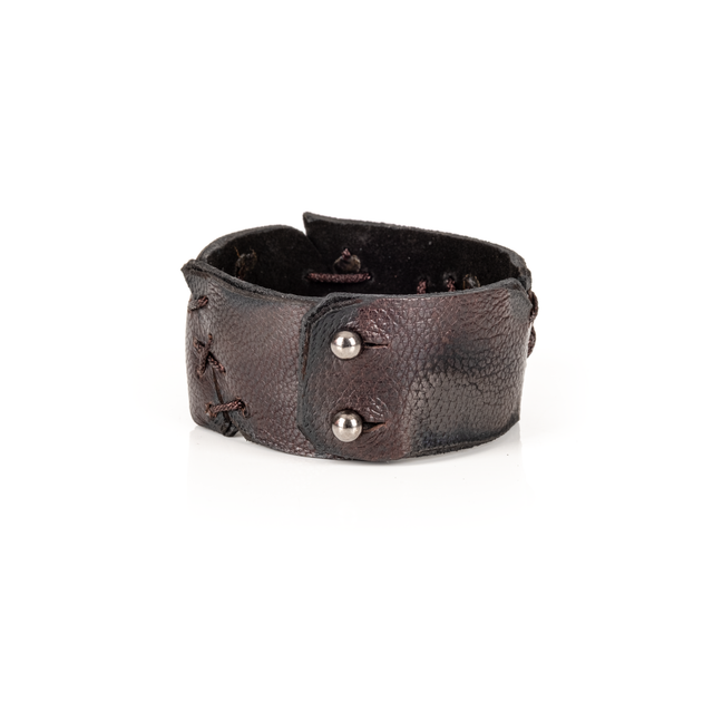 Rogue Stitch Leather Cuff Handcrafted Black Men’s Bracelet