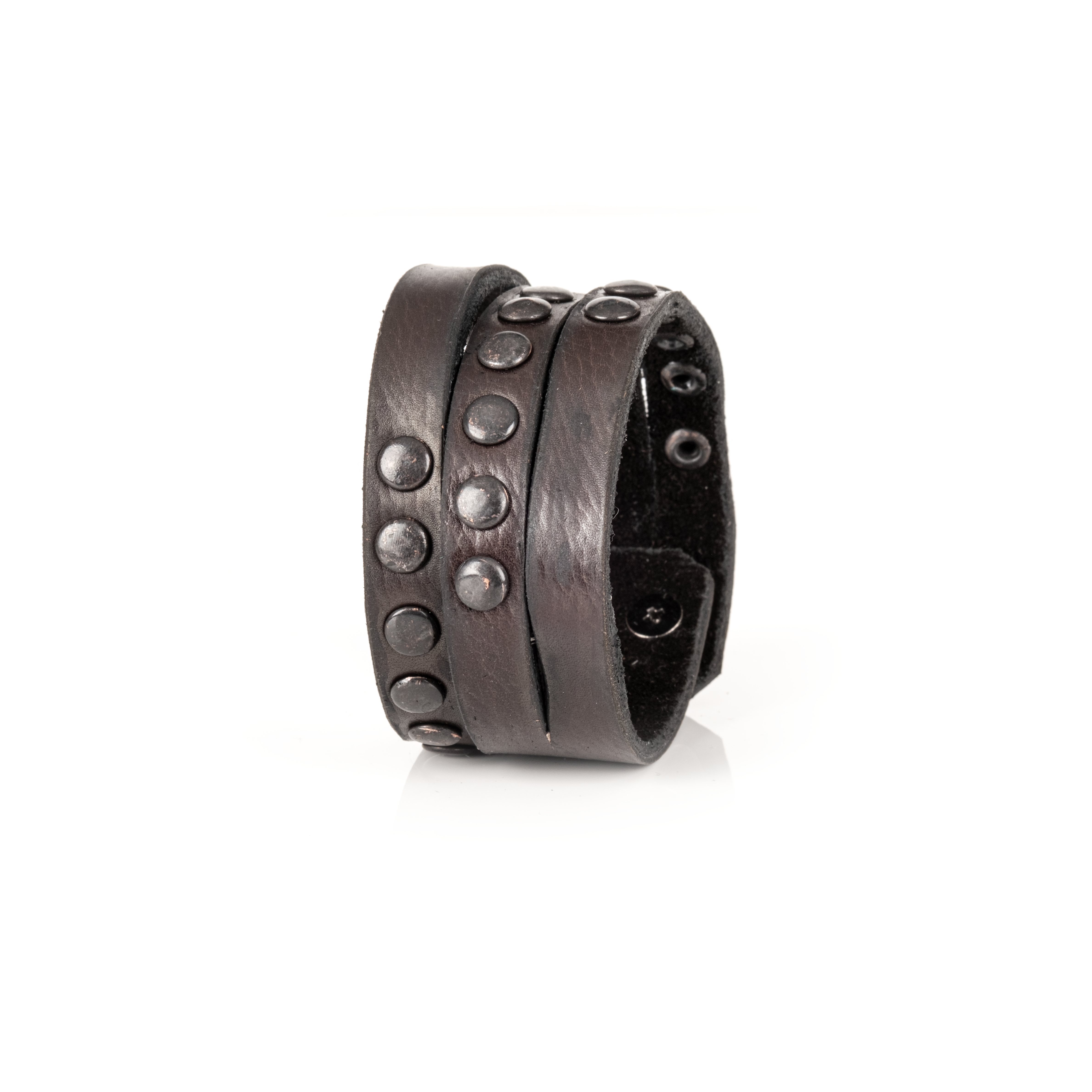 Rebel Stud Leather Cuff , Handcrafted Black Men’s Bracelet
