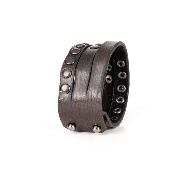 Rebel Stud Leather Cuff , Handcrafted Black Men’s Bracelet