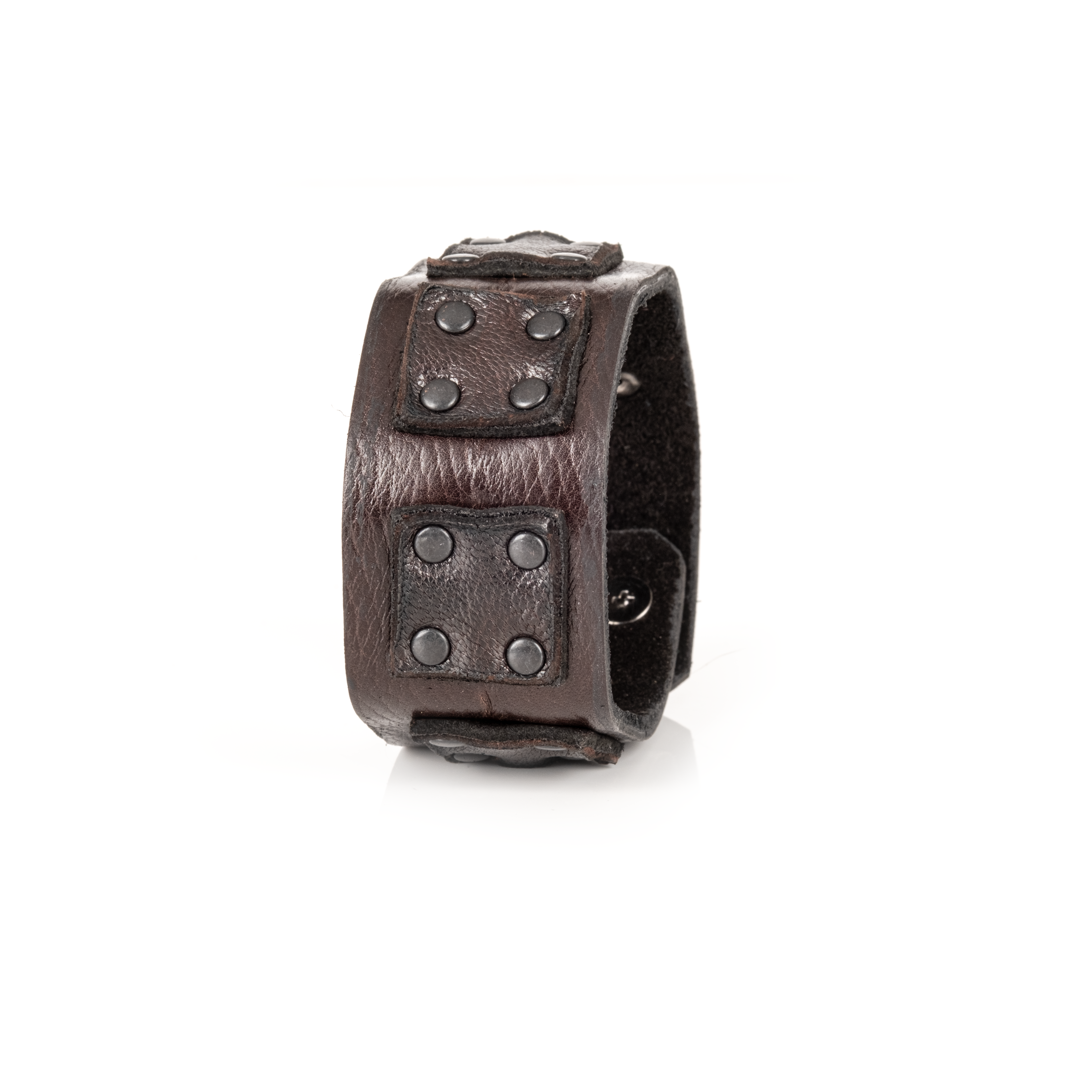 Iron Grid Leather Cuff Handcrafted Men’s Bracelet